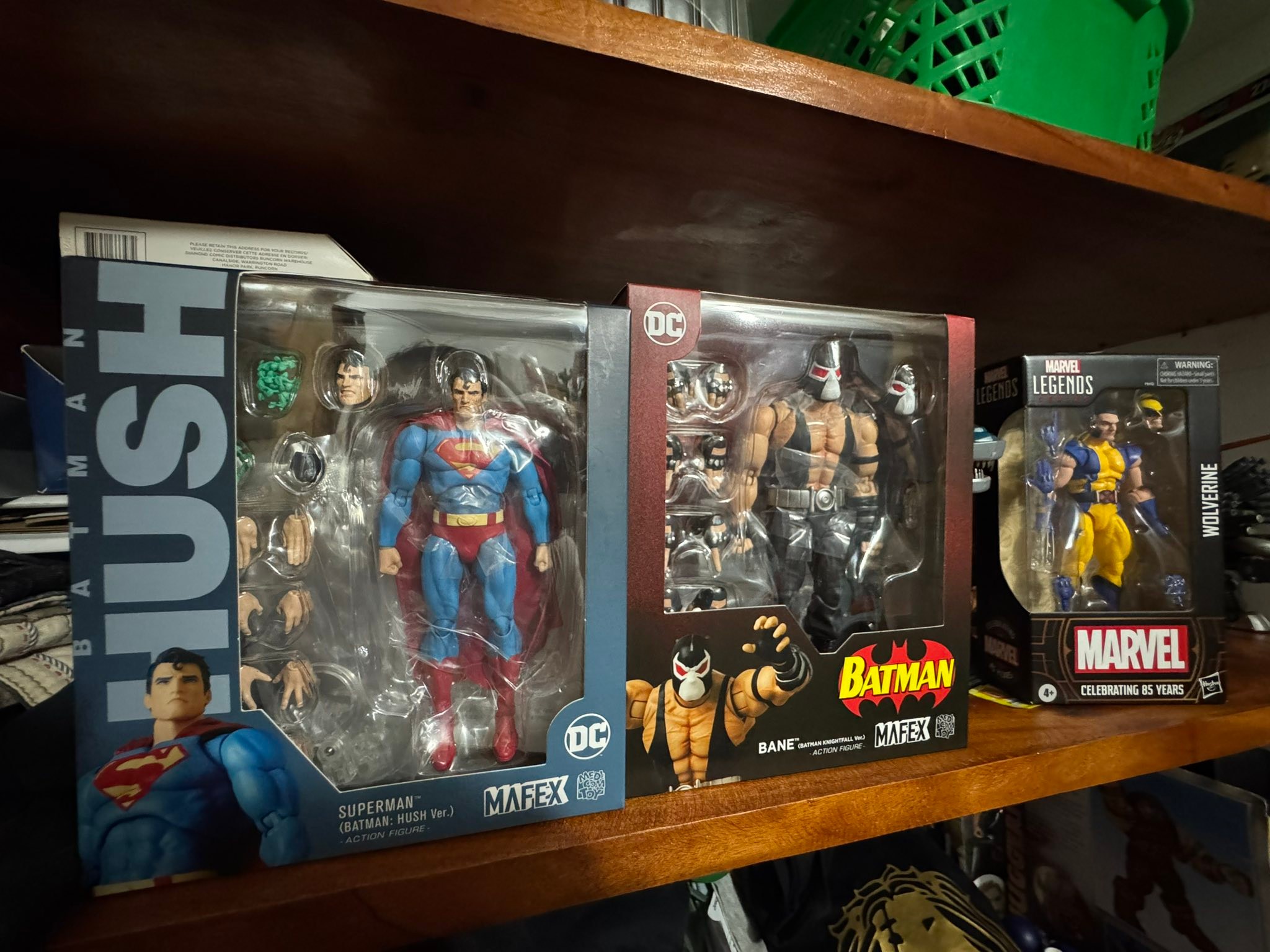 Mafex Superman and Bane action figures for sale