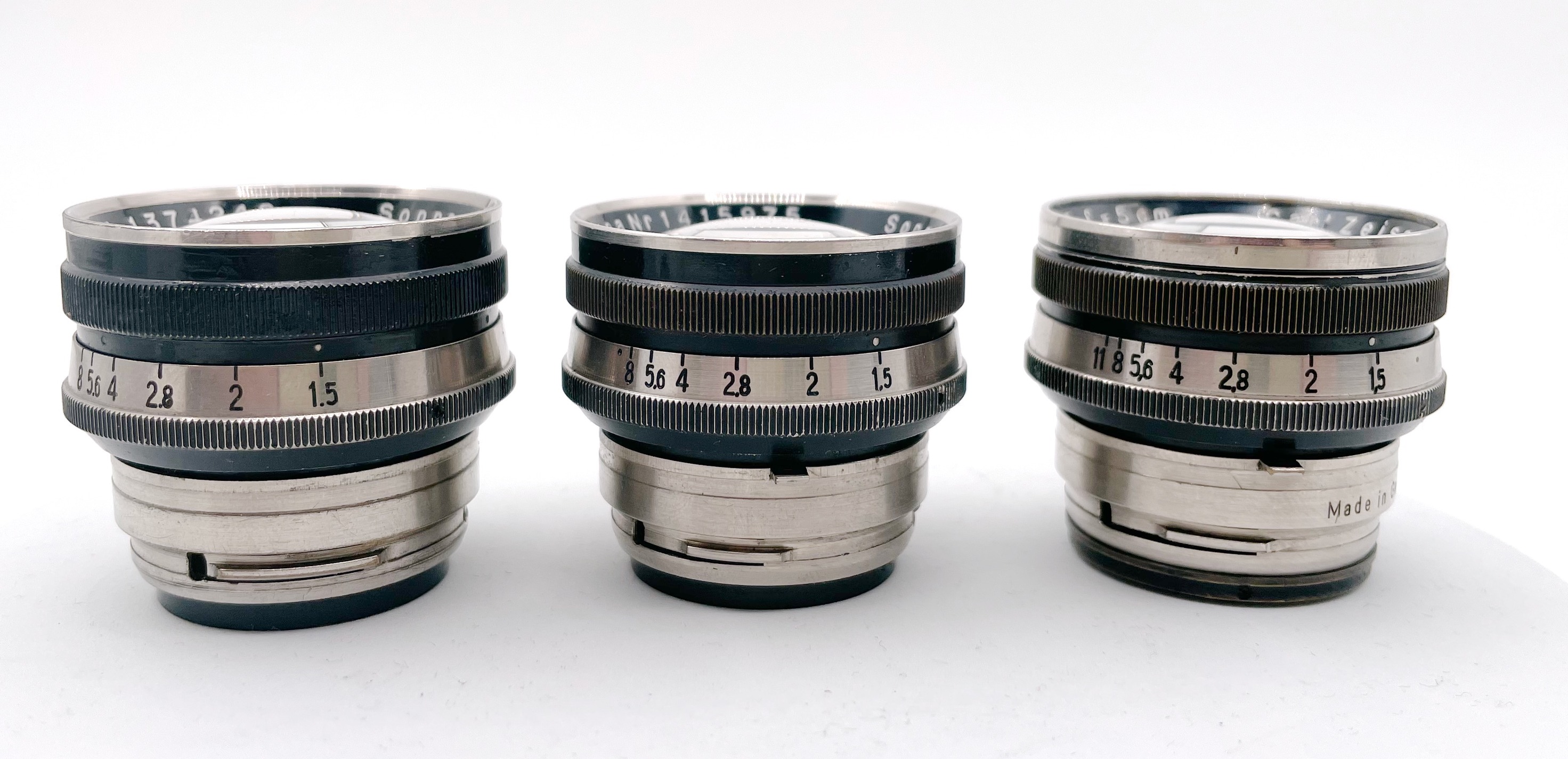 Zeiss Sonnar 5cm f1.5 lens variations for Contax I