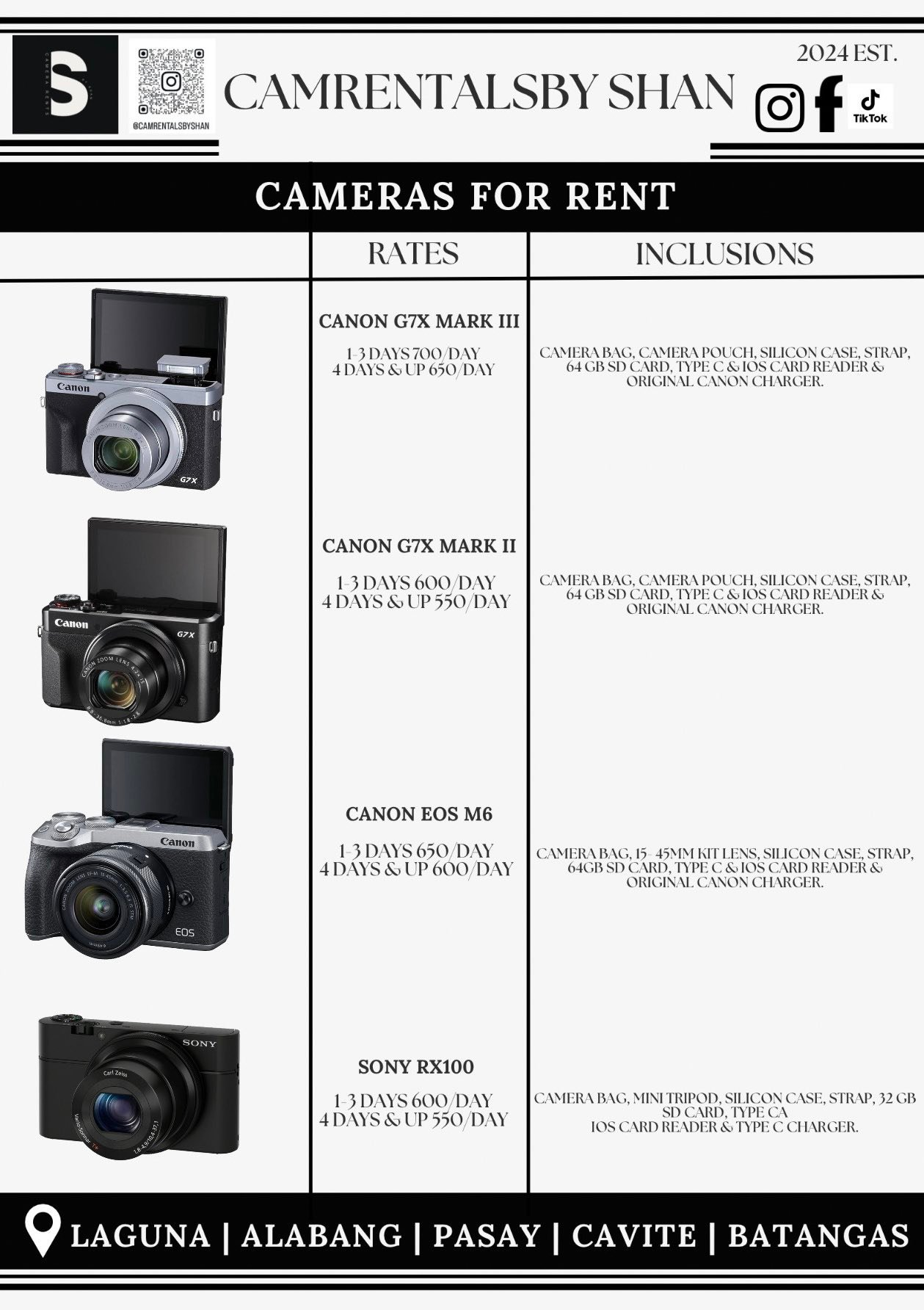 ? Camera, DJI Osmo Pocket 3, Insta 360 & Lens FOR RENT