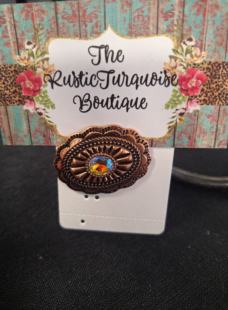 New Arrival Bronze Concho Sparkle Hat Pin