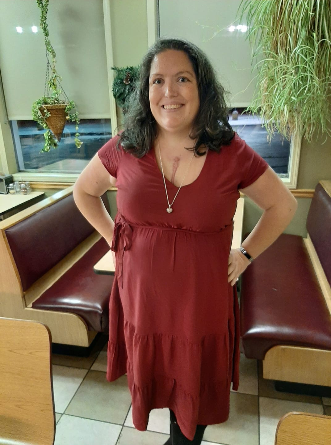 I dressed up today, because it's my husband's birthday. That sweet, ridiculous man tells me I look gorgeous even when I don't, but I like to dress up for him on his