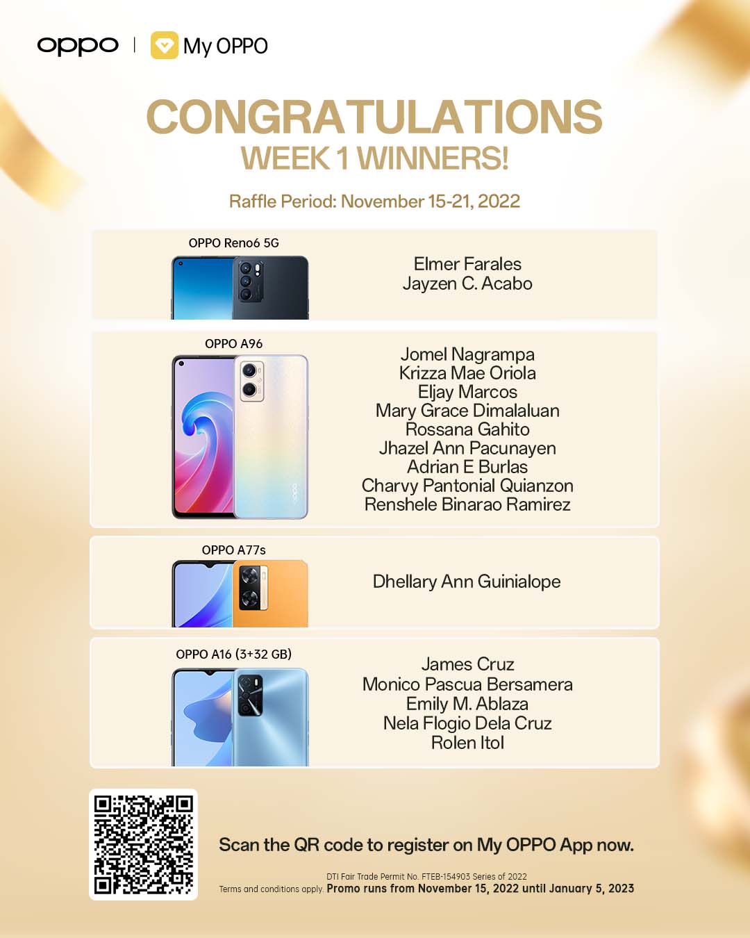 OPPO - Congratulations to the Week 1 winners of the Double the Joy with ...