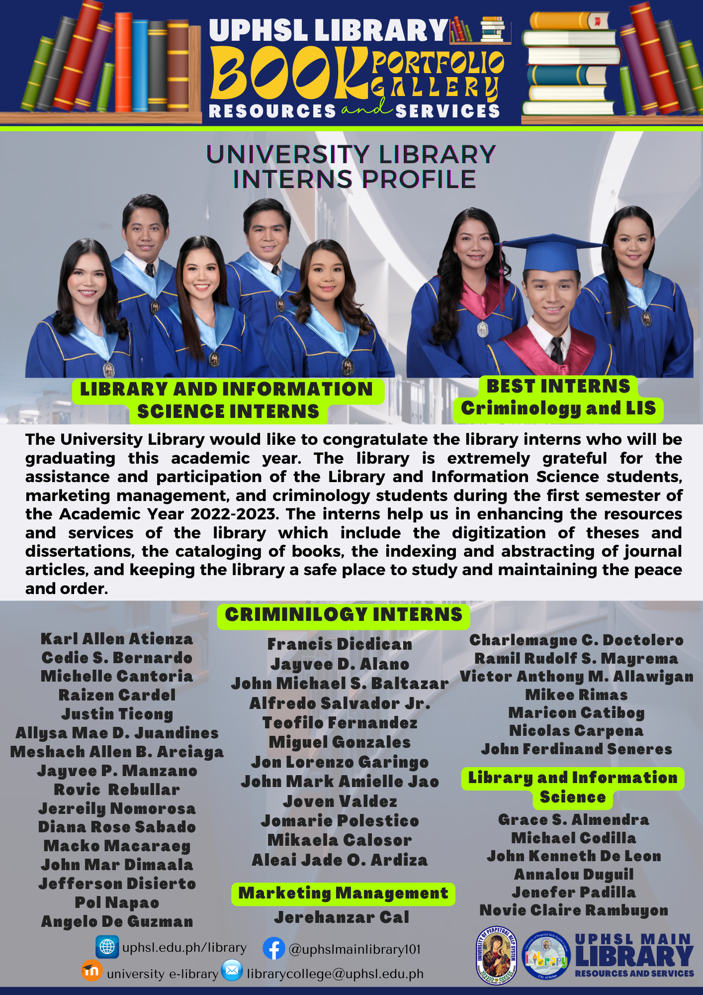 UPHSL Library - LIBRARY HIGHLIGHTS: UNILIB INTERNS The...