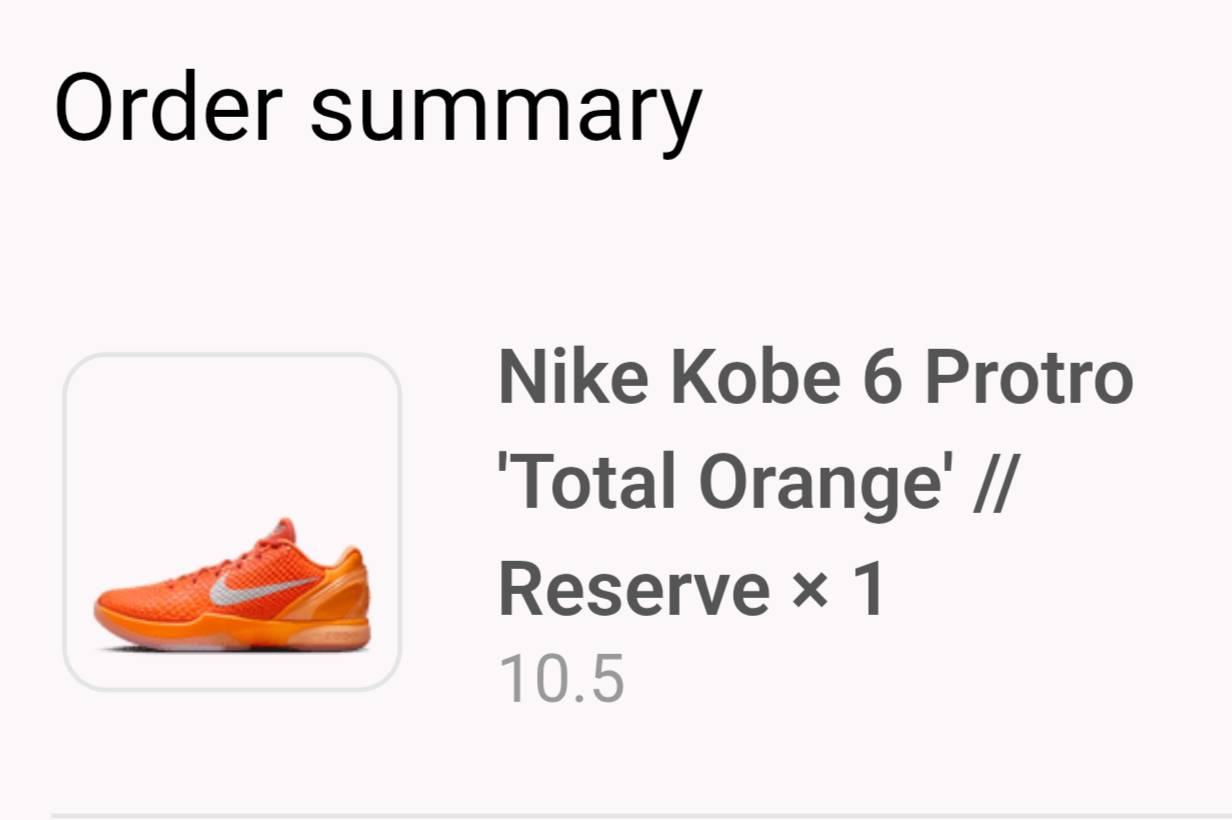 FS Nike Kobe 6 Protro Total Orange Sizes 8 - 12500 8.5 - 13000 9.5 
