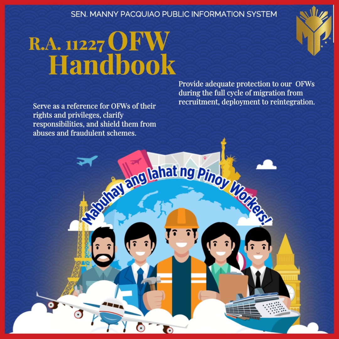 Manny Pacquiao Public Information - The RA 11227 o ang OFW Handbook Act ...