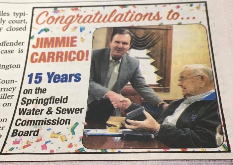 Jimmie Carrico recognized by... - City of Springfield, KY
