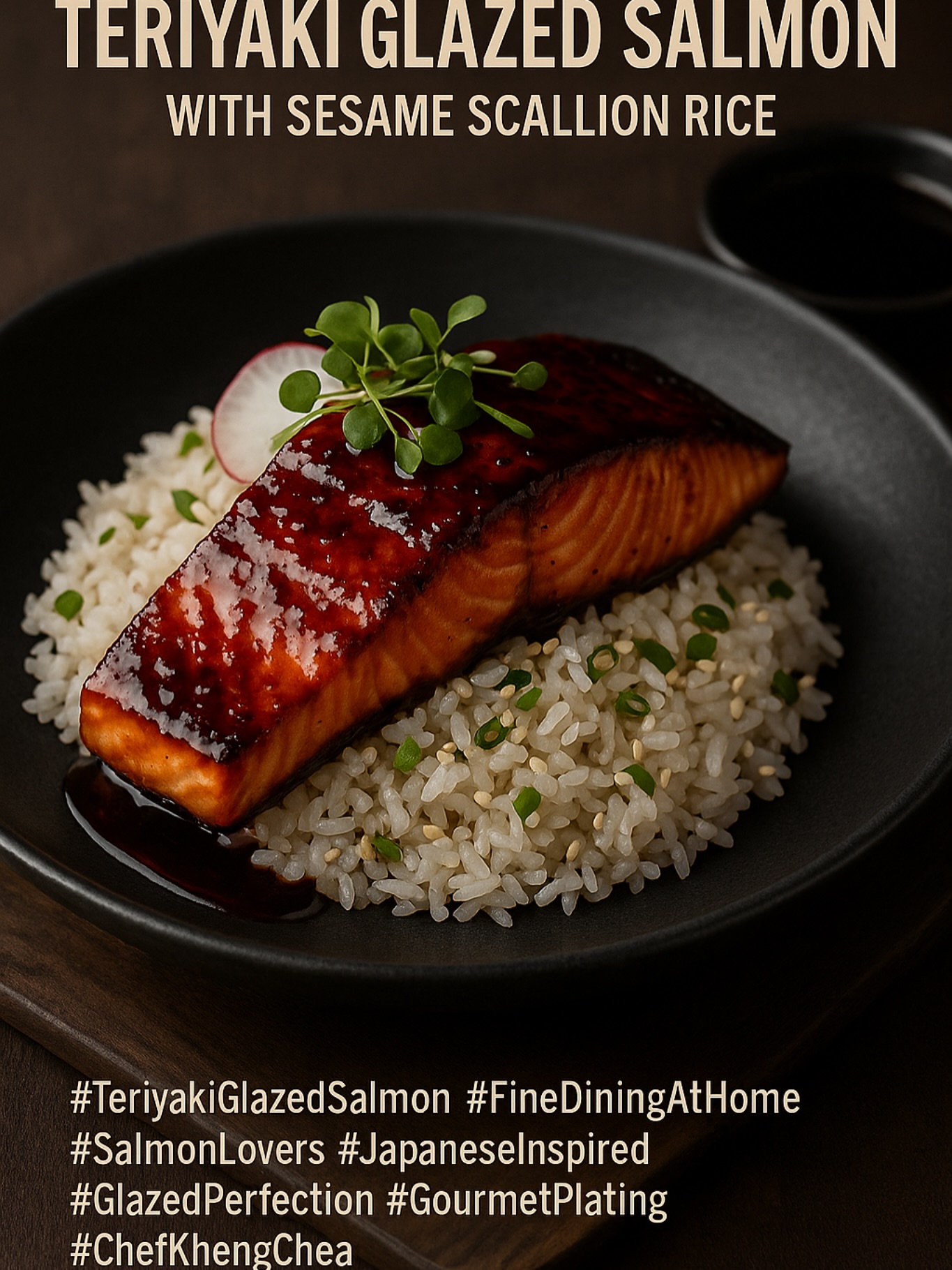 Kheng - Teriyaki Glazed Salmon with Sesame Scallion Rice 🧾 Recipe Card ...