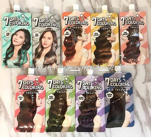 Rainbow Shop 韓國代購批發精品店 韓國代購 全新出品missha 7日染髮劑7 Days Coloring Hair Treatment 10分鐘快速上色 現在還有lena X Missha聯名全新顏色 薄荷綠 灰色 大量現貨