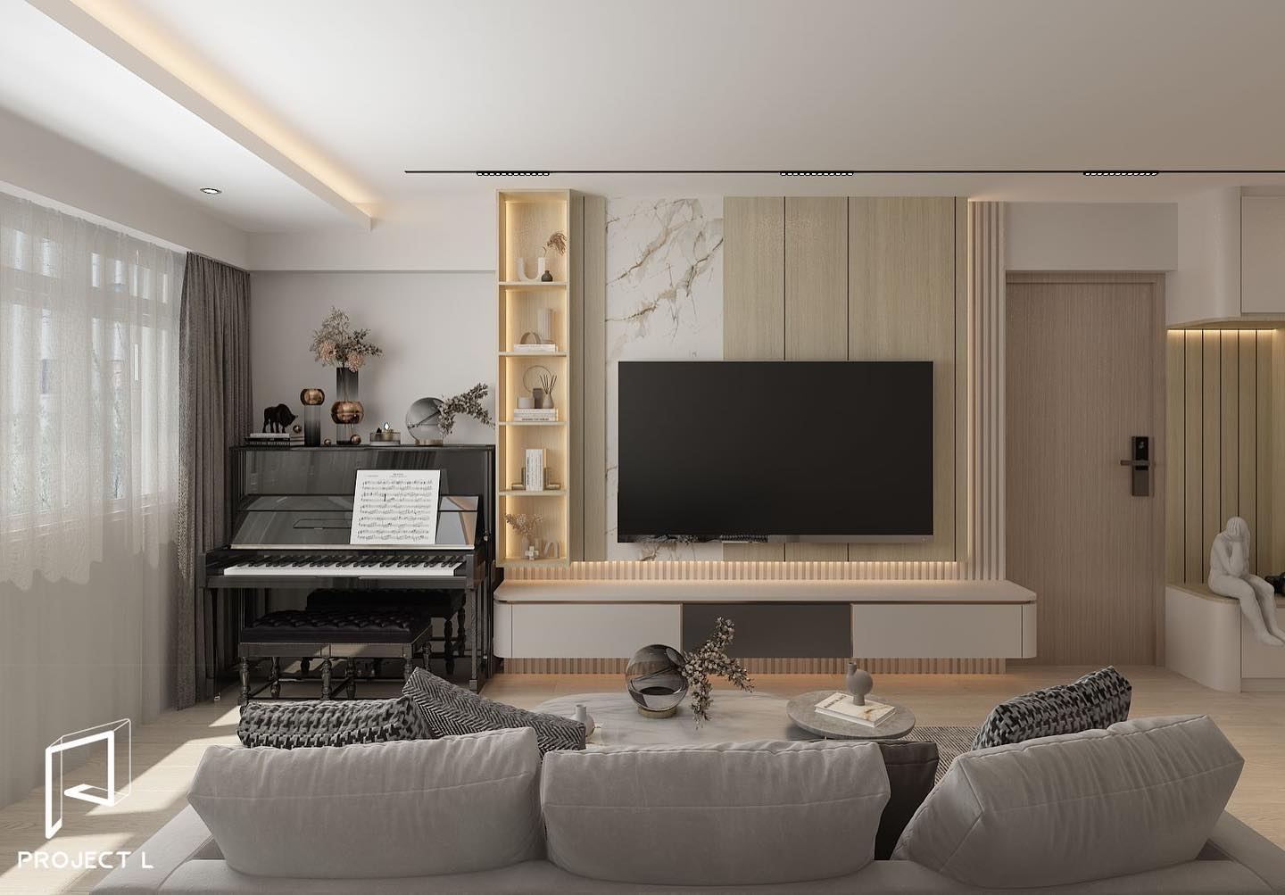 The living room's design seamlessly... - Project L Studio | Facebook