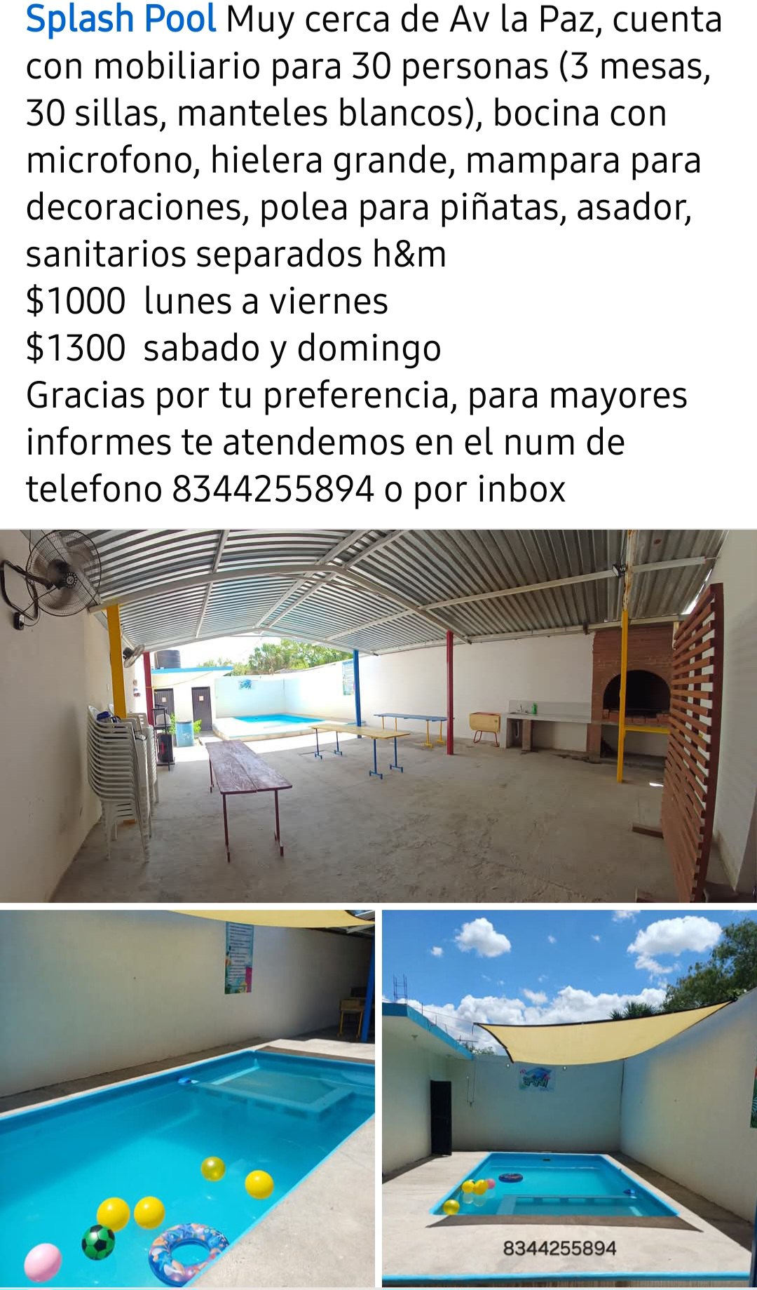 ALBERCAS Y SALONES CD. VICTORIA | Splash Pool Disponible hoy jueves 4 ...