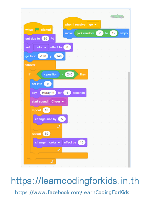 แจกโค้ด Scratch : Car race 🚗🚕🚙🚒... - เรียน coding สำหรับเด็ก | Facebook
