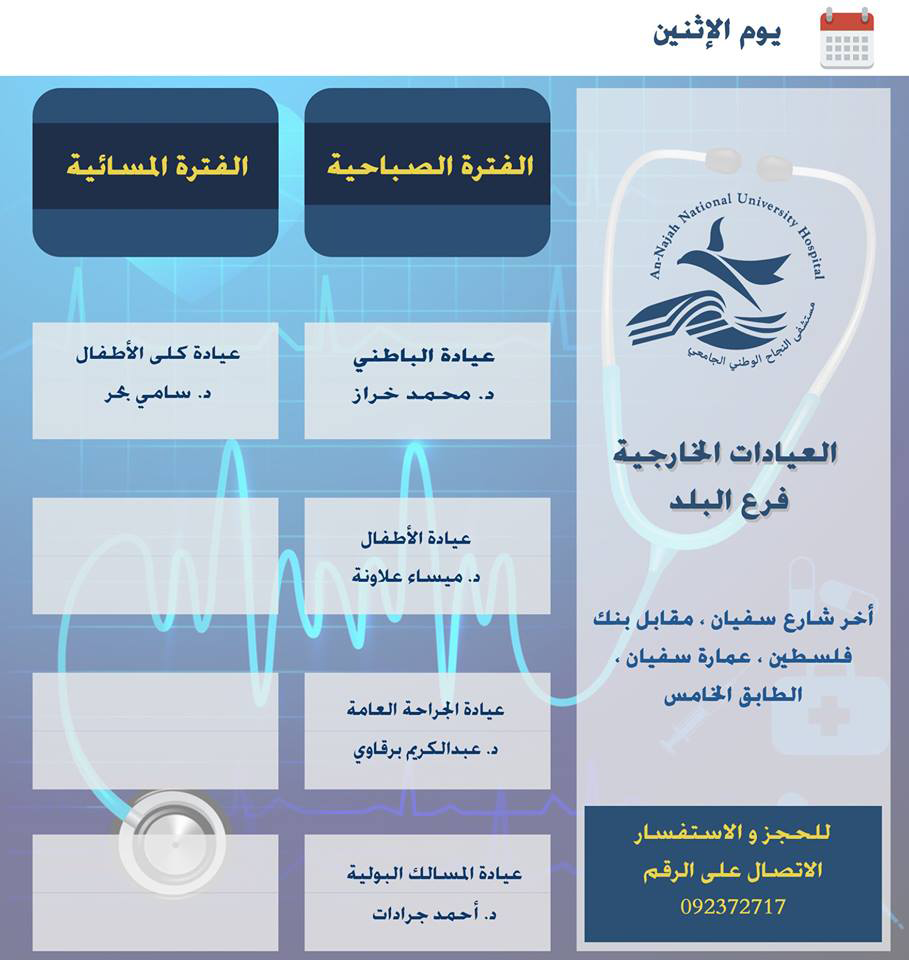العيادات الخارجية لفرع البلد مستشفى النجاح الوطني الجامعي فيسبوك