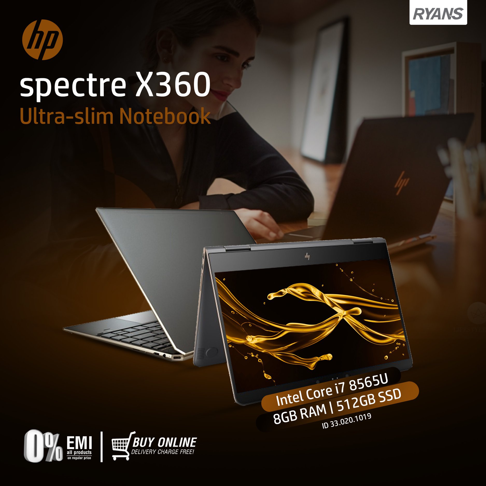 HP SPECTRE X360 Convertible Notebook ✓8th Gen Intel Core i7 8565U 