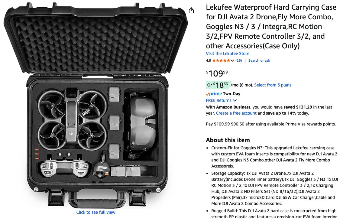 Custodia Rigida Gdraco Per DJI Neo 2 – Spazio Per Drone, Goggles N3, Controller RC Motion 3, 5 Batterie E Accessori. Tracolla Regolabile Inclusa, Resistente Agli Urti!