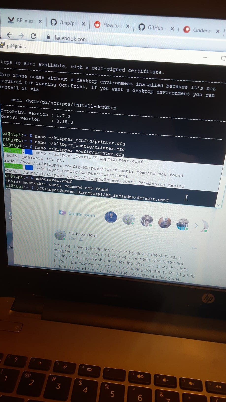 What is causing permission denied error with KlipperScreen config?