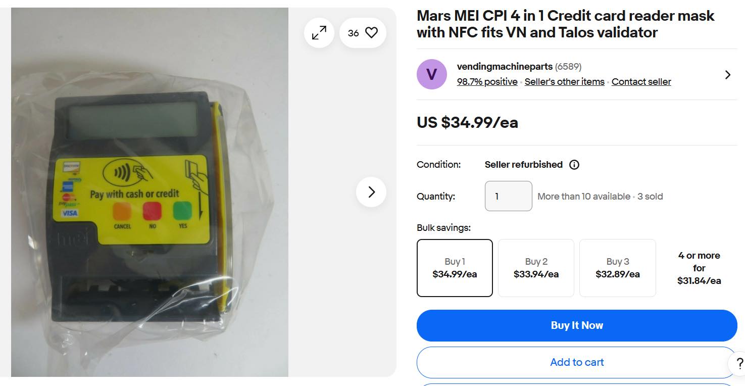 Where to find Mars MEI TRC 6512 coin changer for AP LCM2 vending