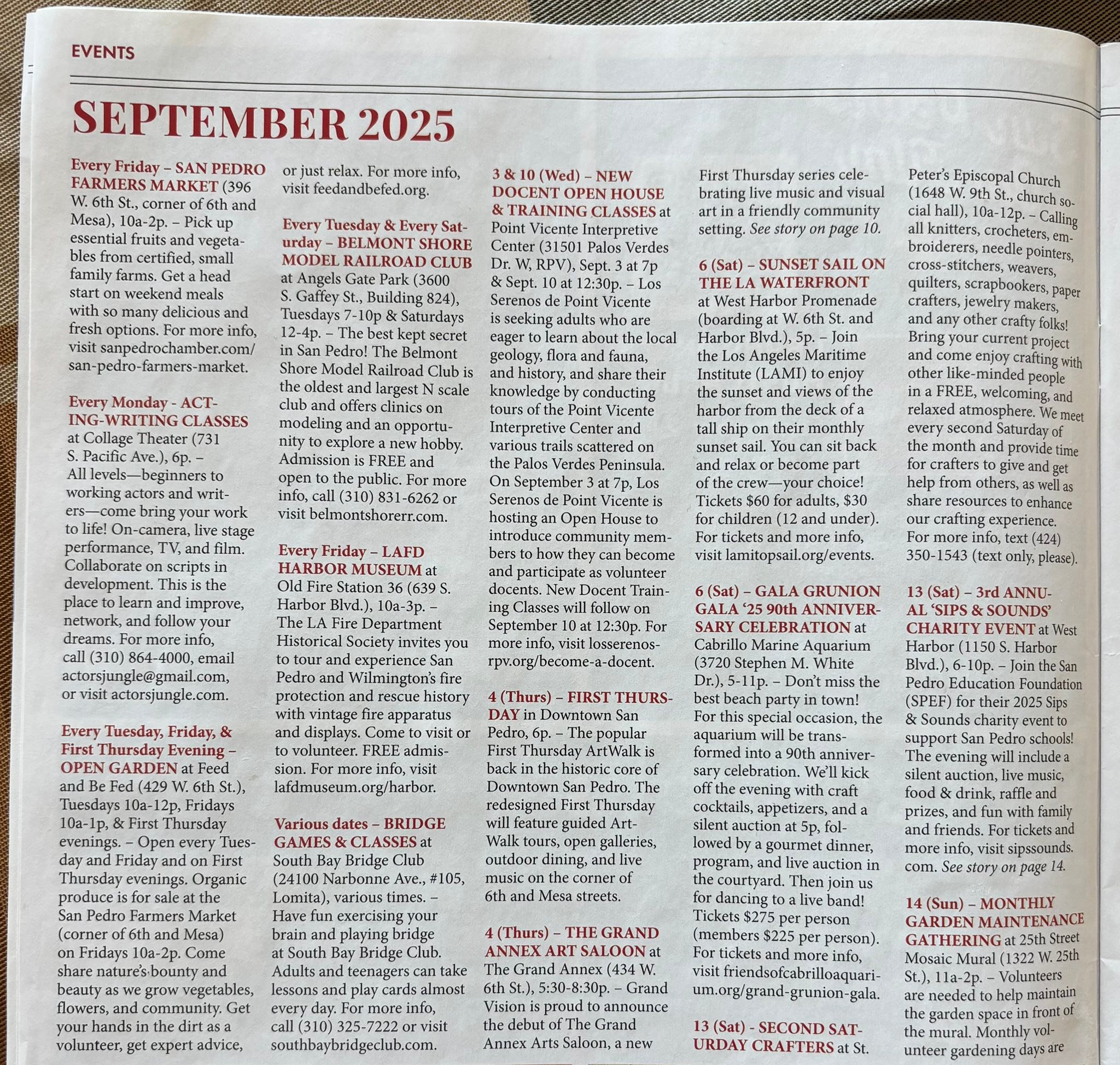 San Pedro Event Calendar