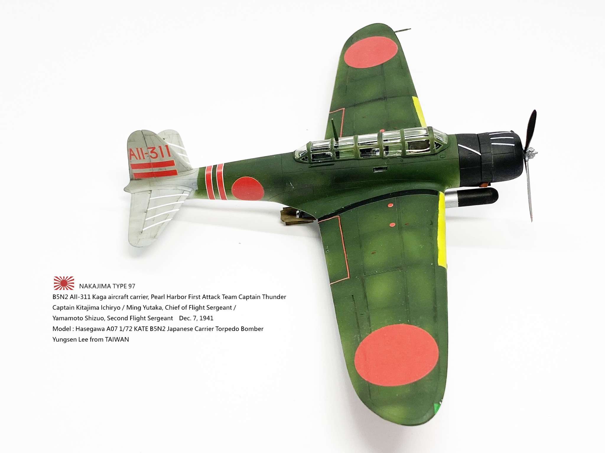 Nakajima Type 97 B5N2 Kate model from Hasegawa