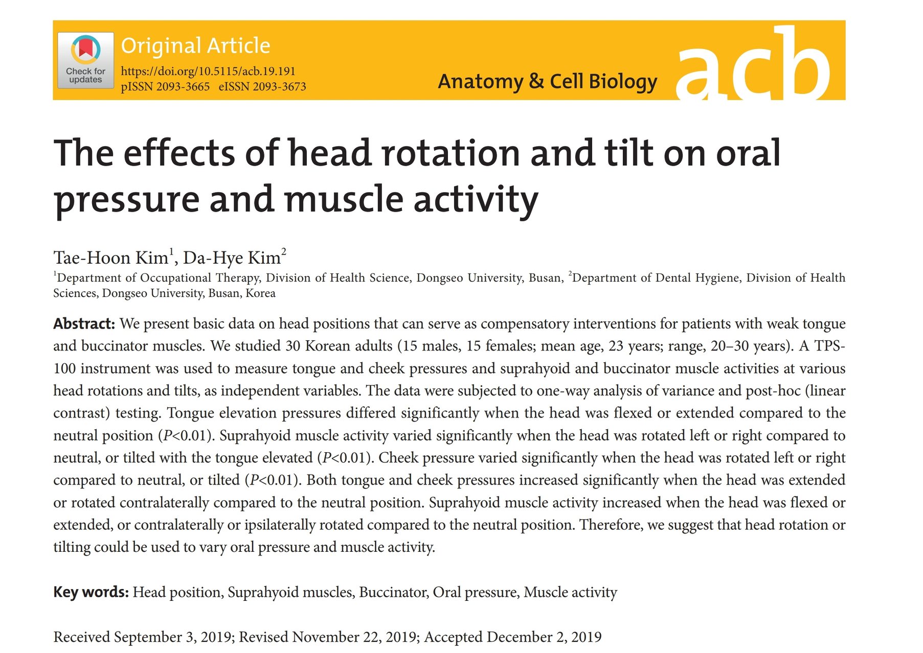 The effects of head rotation... - Anatomy and Cell Biology