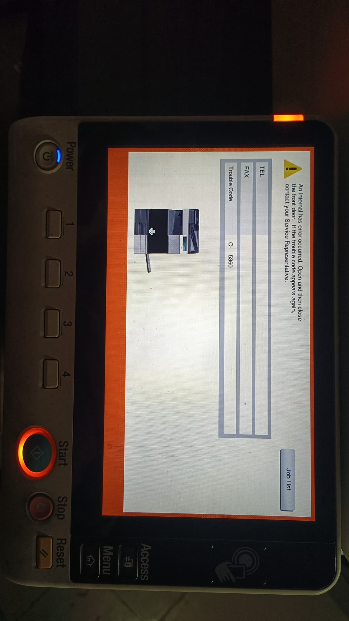 Konica Minolta c258 No Ethernet Connection lights. Please help.