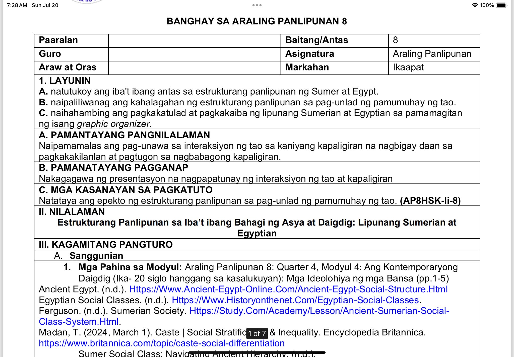 DepEd Daily Lesson PLan | Araling Panlipunan 8 1st Quarter MATATAG ...