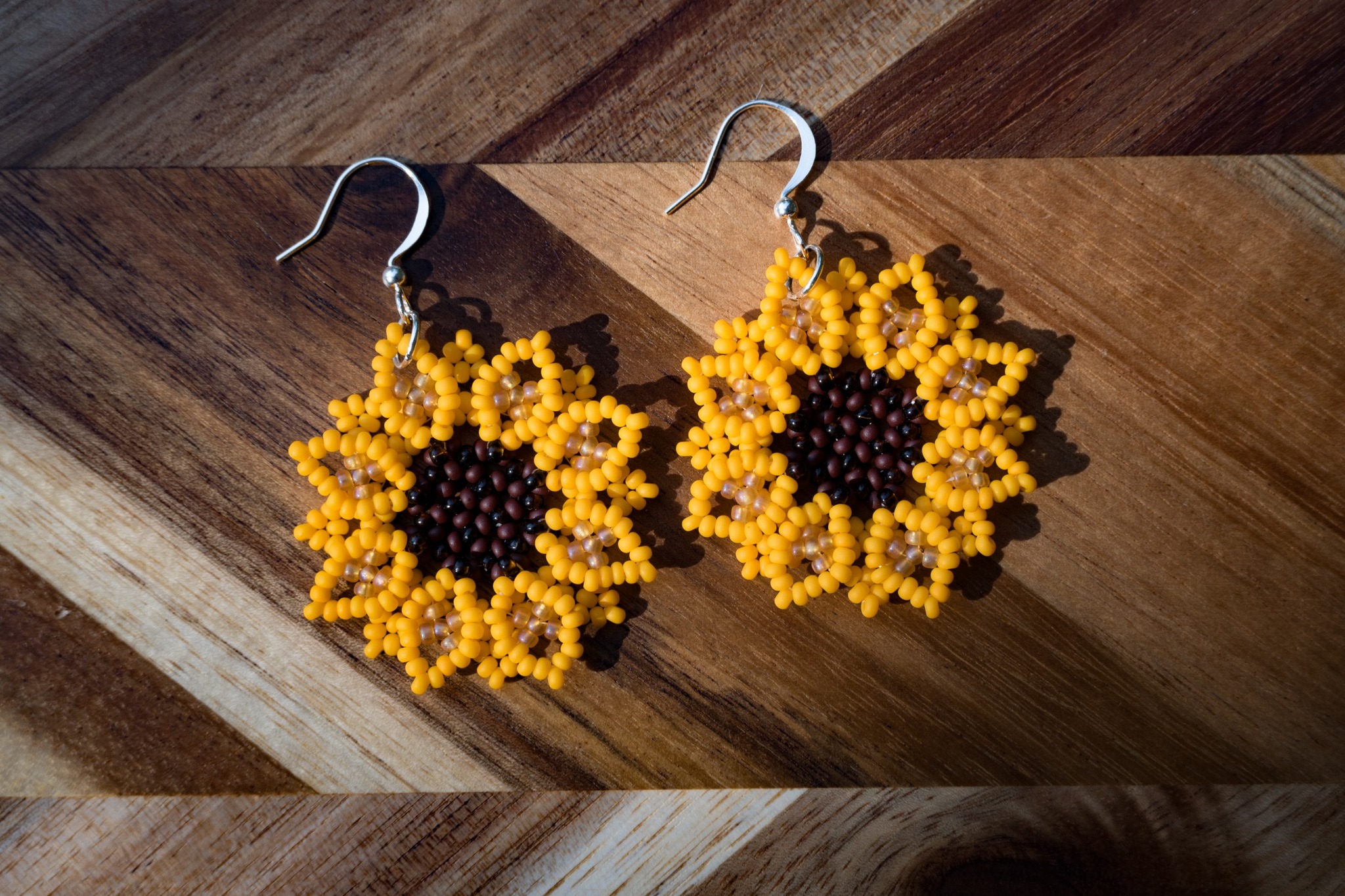 My newest addition! Beautiful beaded sunflowers. Eastern Band Cherokee