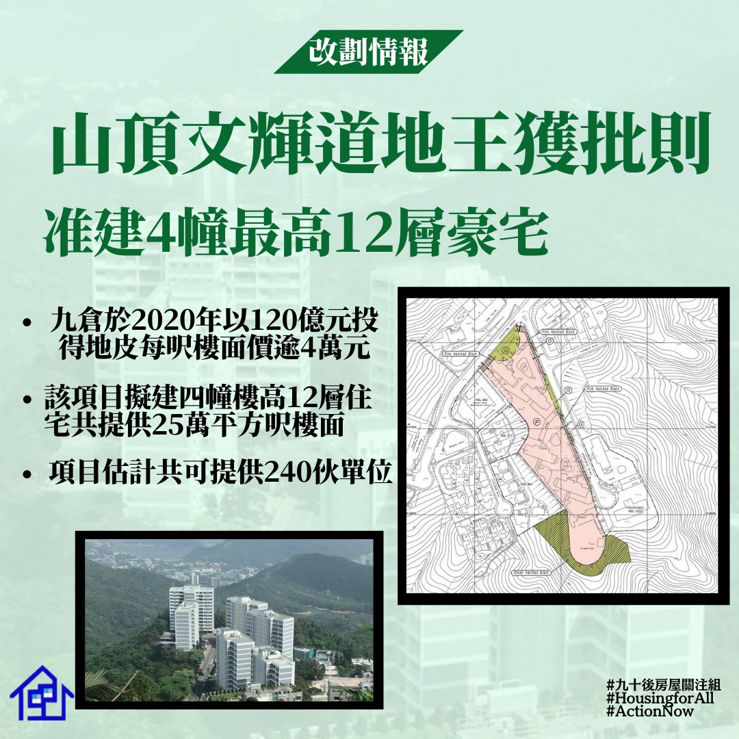 九十後房屋關注組 - 香港連豪宅都貴過人 source: HK01 #豪宅地皮 #九倉山頂文輝道地皮 #香港要居住正義 請大家關注我#九十後房 ...