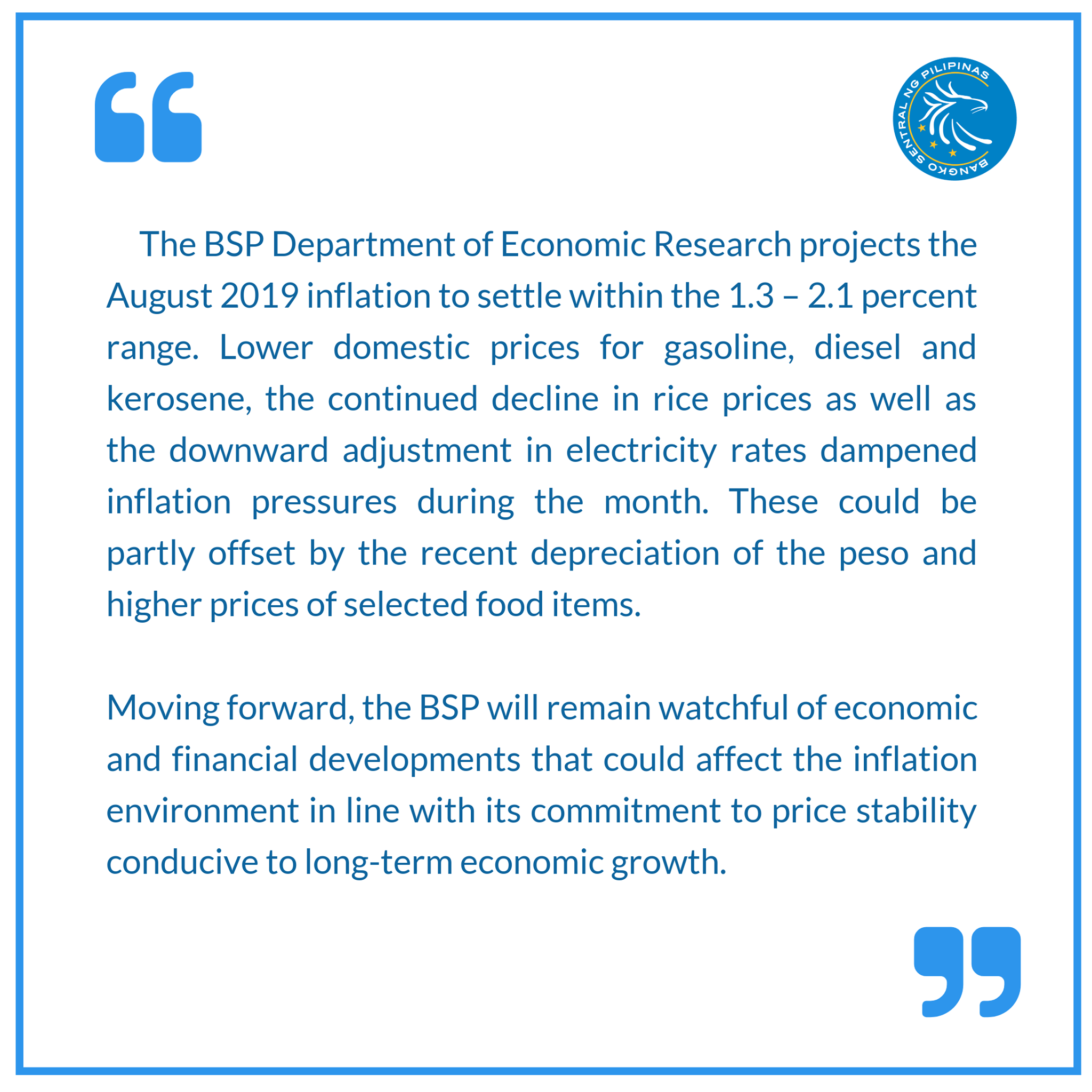BSP DER statement on the... - Bangko Sentral ng Pilipinas | Facebook