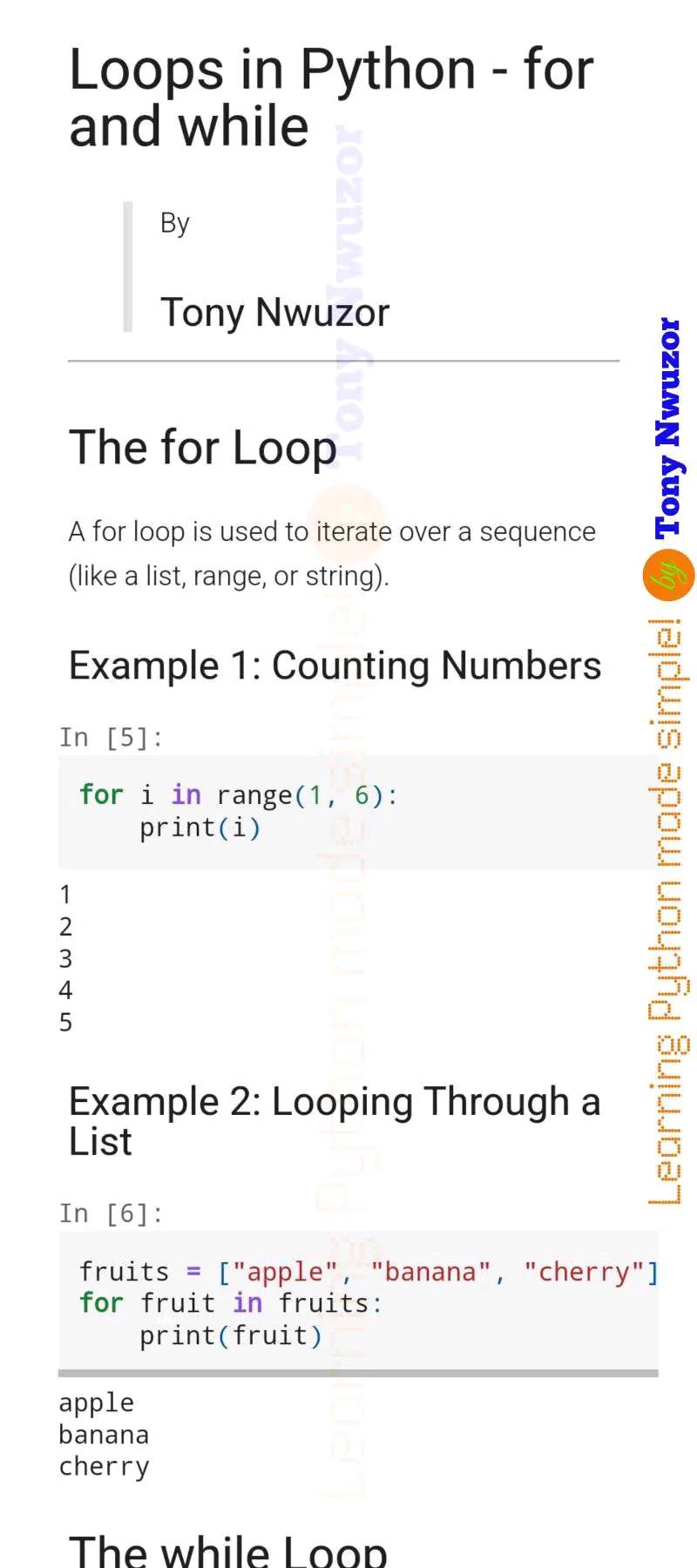 Python Projects Community | Loops in Python - for and while | Facebook