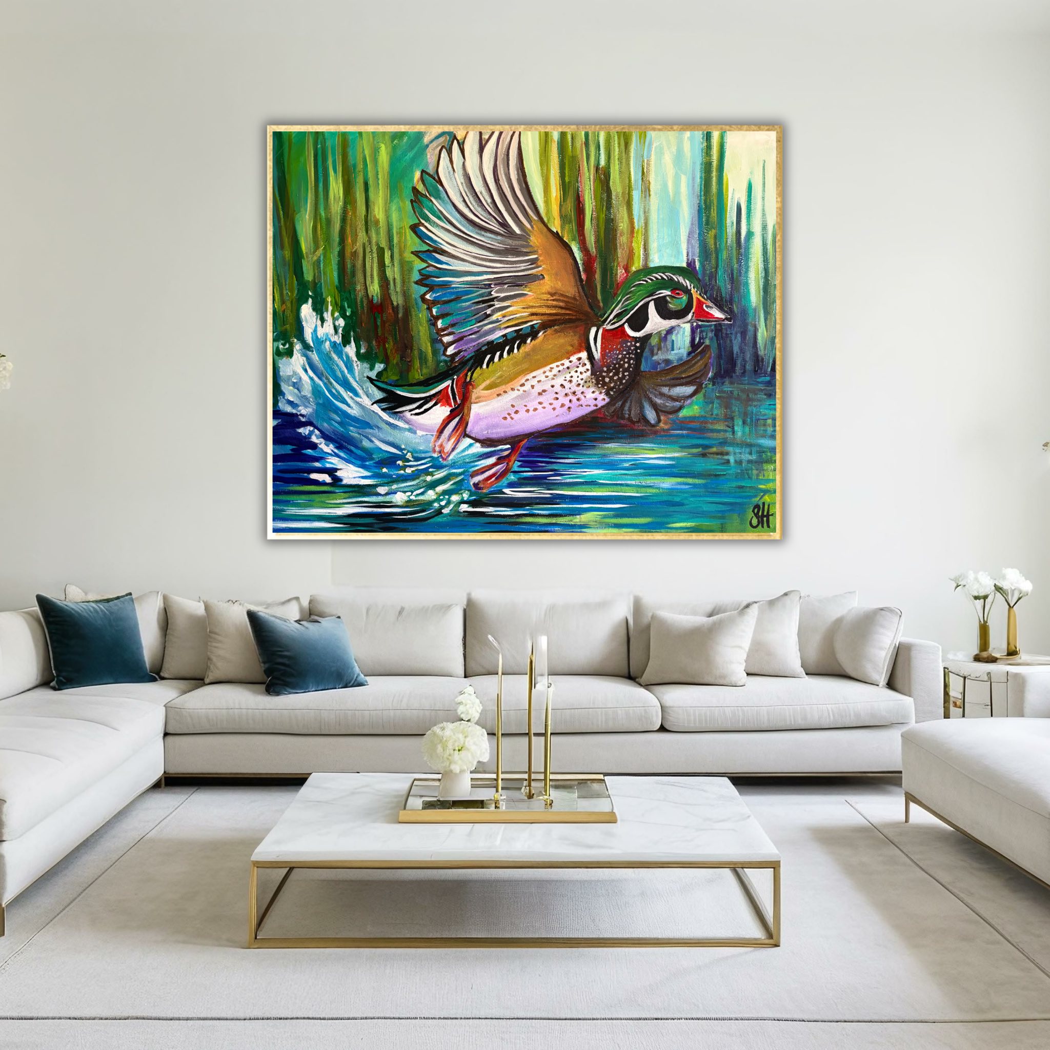 Beautifully framed and triple-matted wildlife art print titled