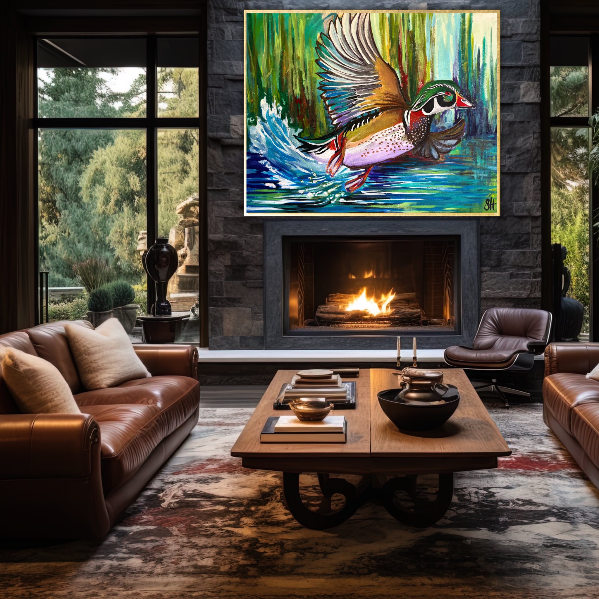 Beautifully framed and triple-matted wildlife art print titled