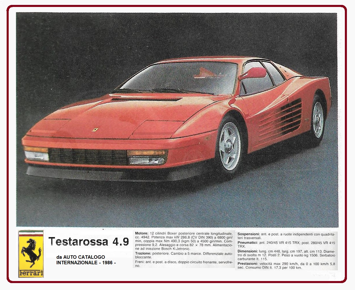 1984 - FERRARI TESTAROSSA 4.9 - The Ferrari Testarossa pictured is