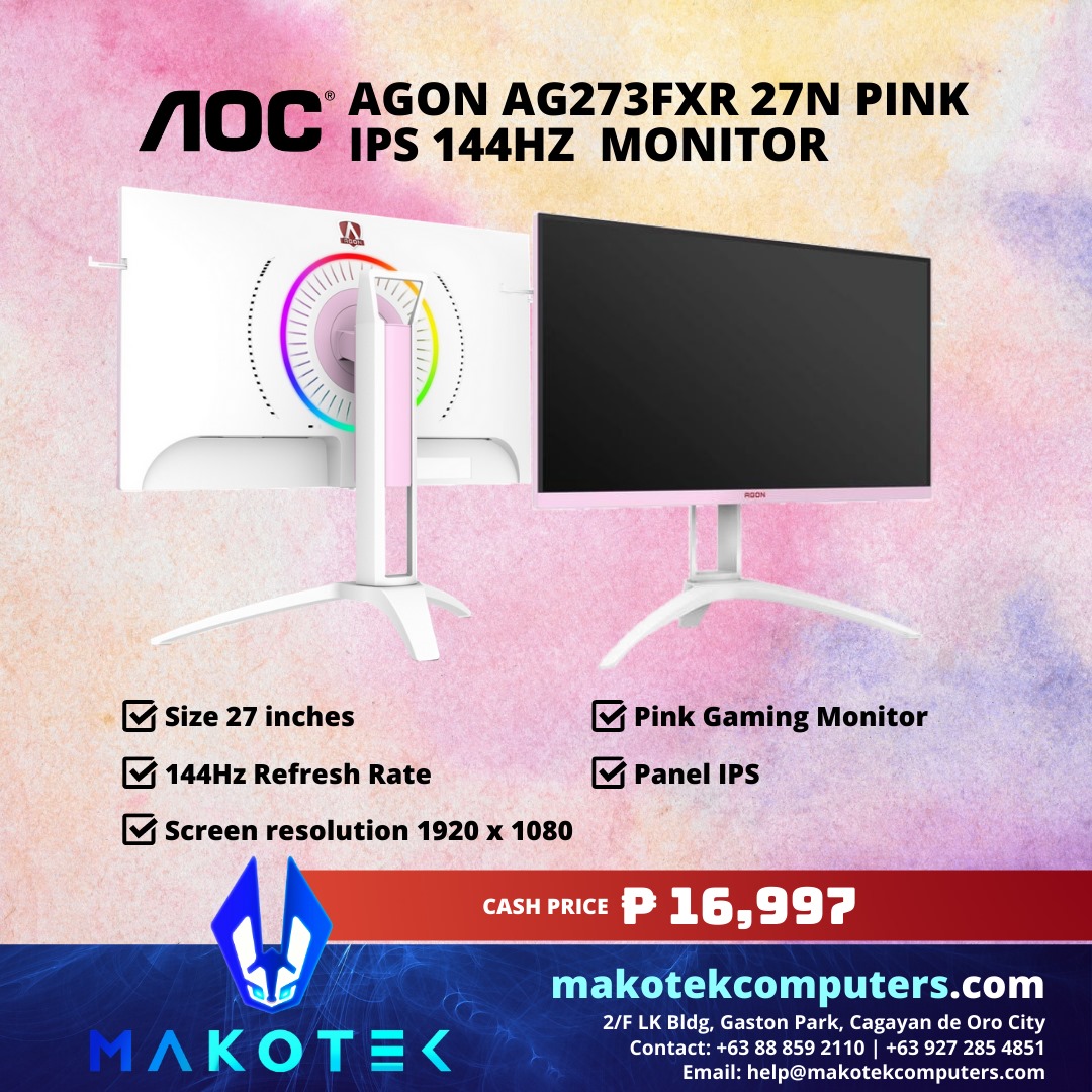 AOC AGON AG273FXR 27N PINK IPS 144HZ MONITOR ✓ Pink Gaming
