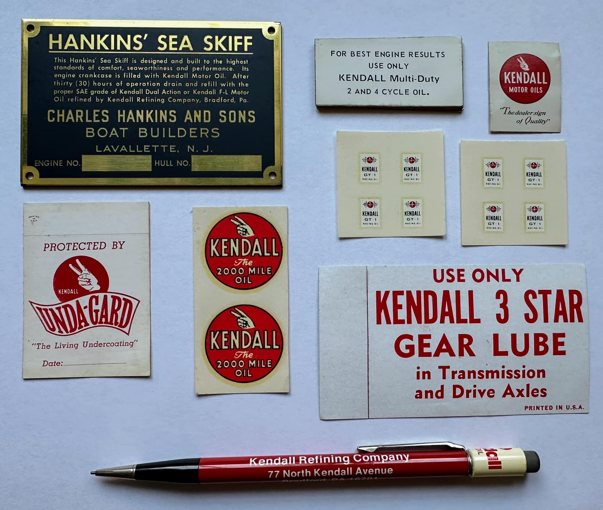 Kendall logo meaning on vintage Zippo pen and pencil set