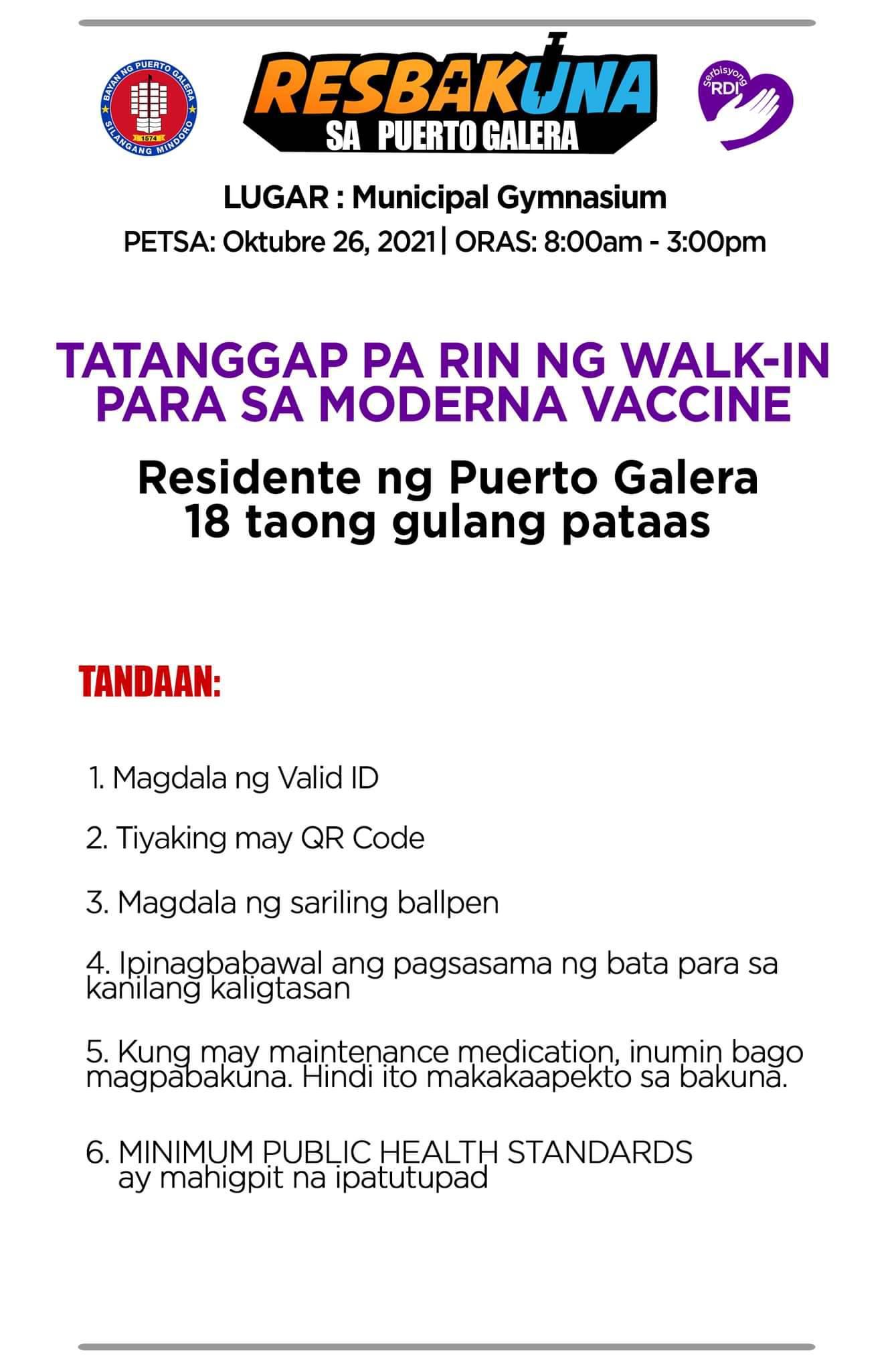 Resbakuna sa Puerto Galera... - Municipality of Puerto Galera | Facebook