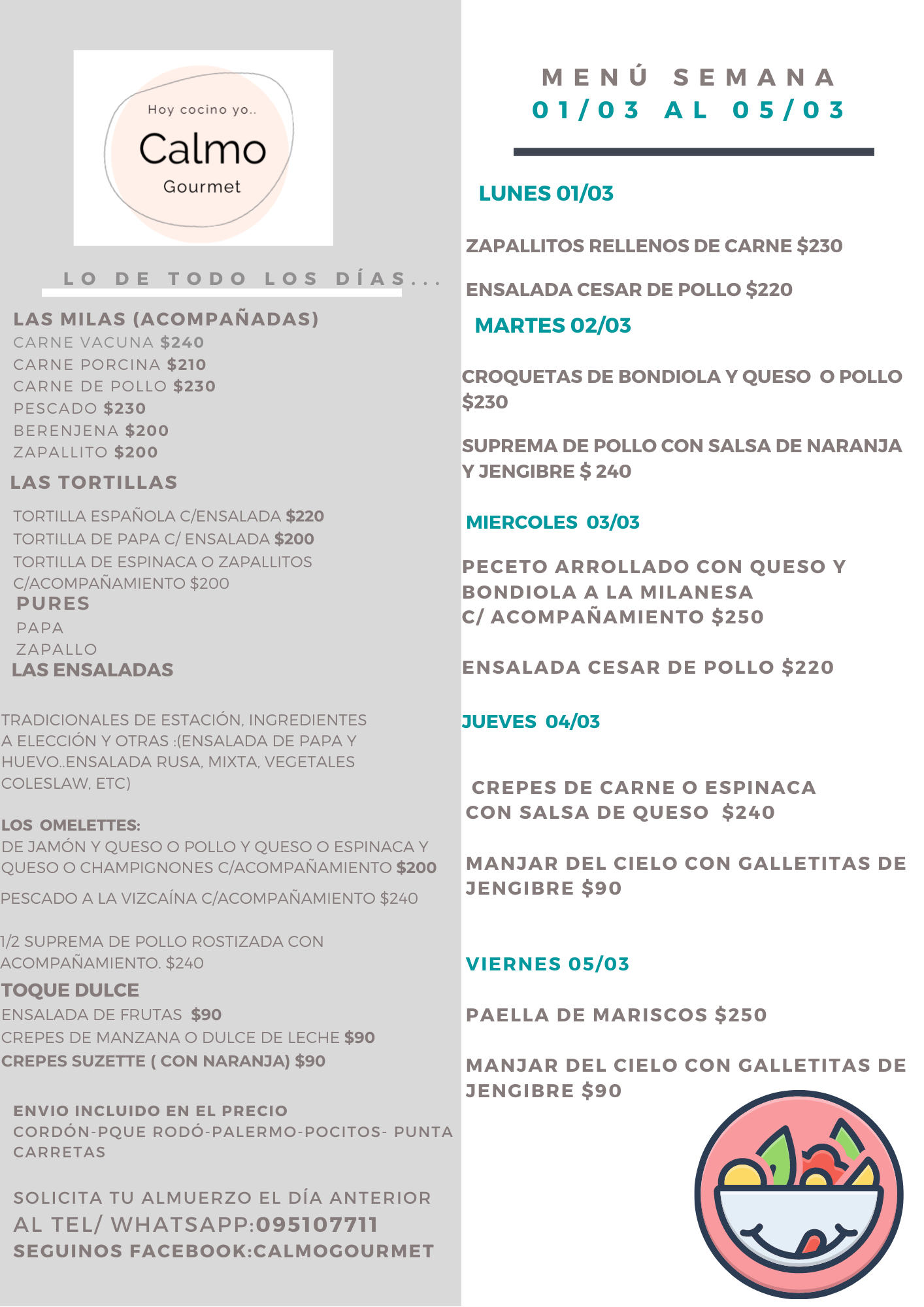 CALMO Gourmet - Compartimos el menú de la semana, para...