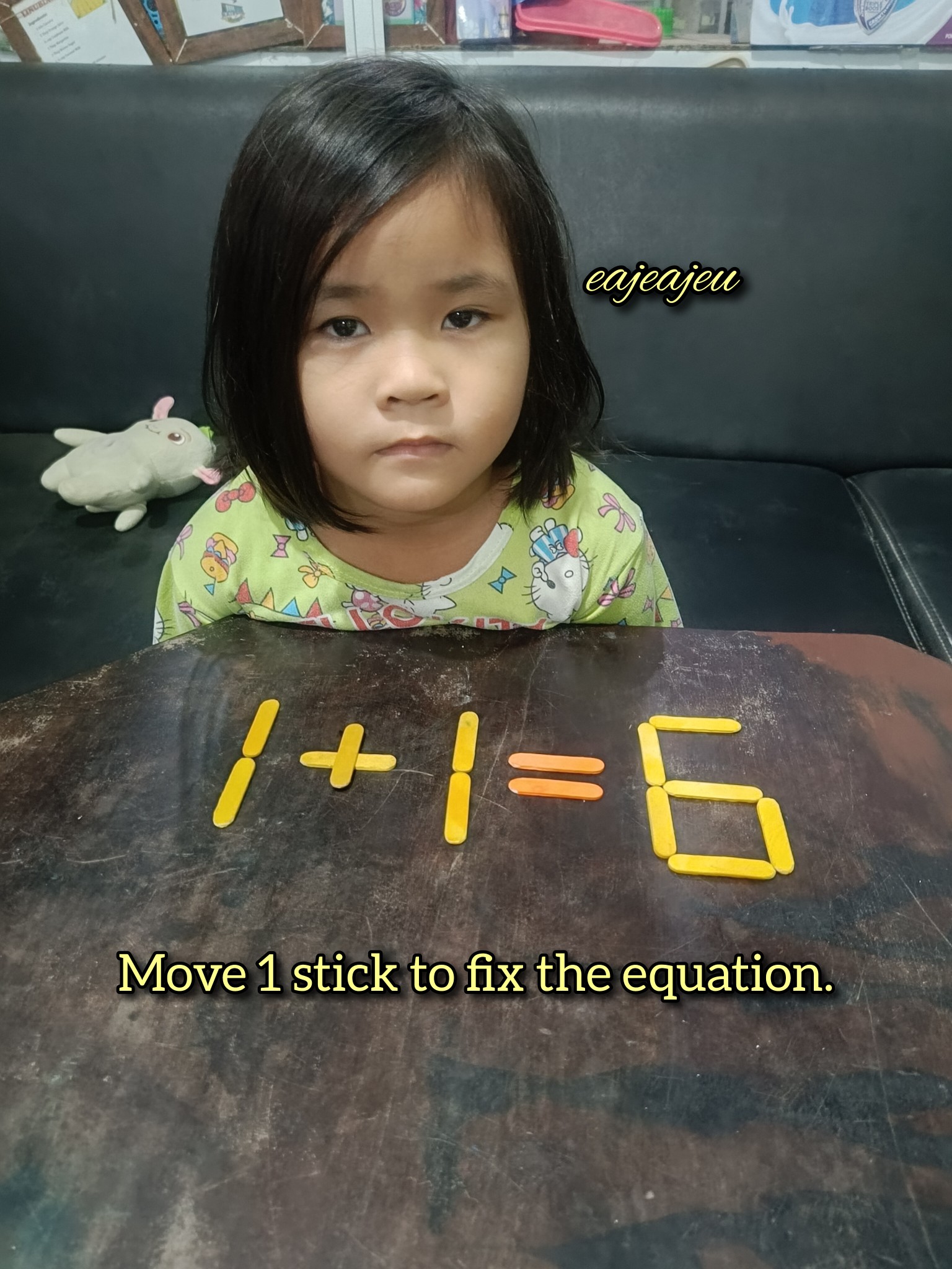 Jeu - Puzzle 👉 1+1=6 👉 Fix the equation by moving only 1 stick. # ...