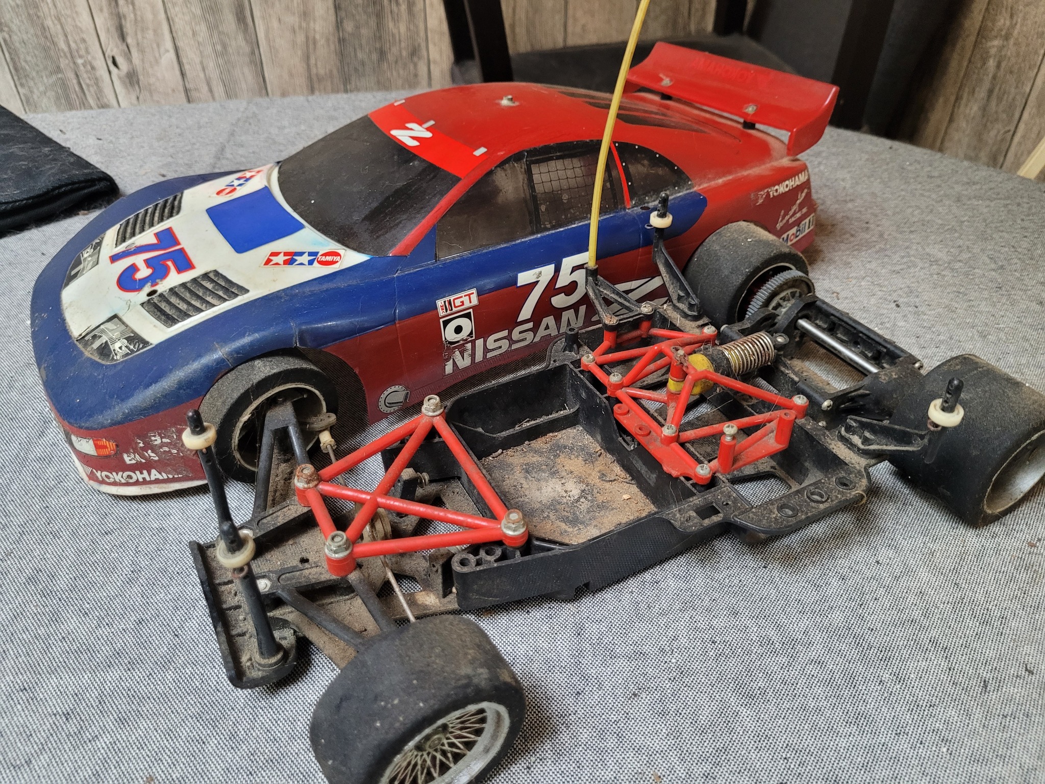Vintage Tamiya models including Toyota Celica and Nissan 300zx