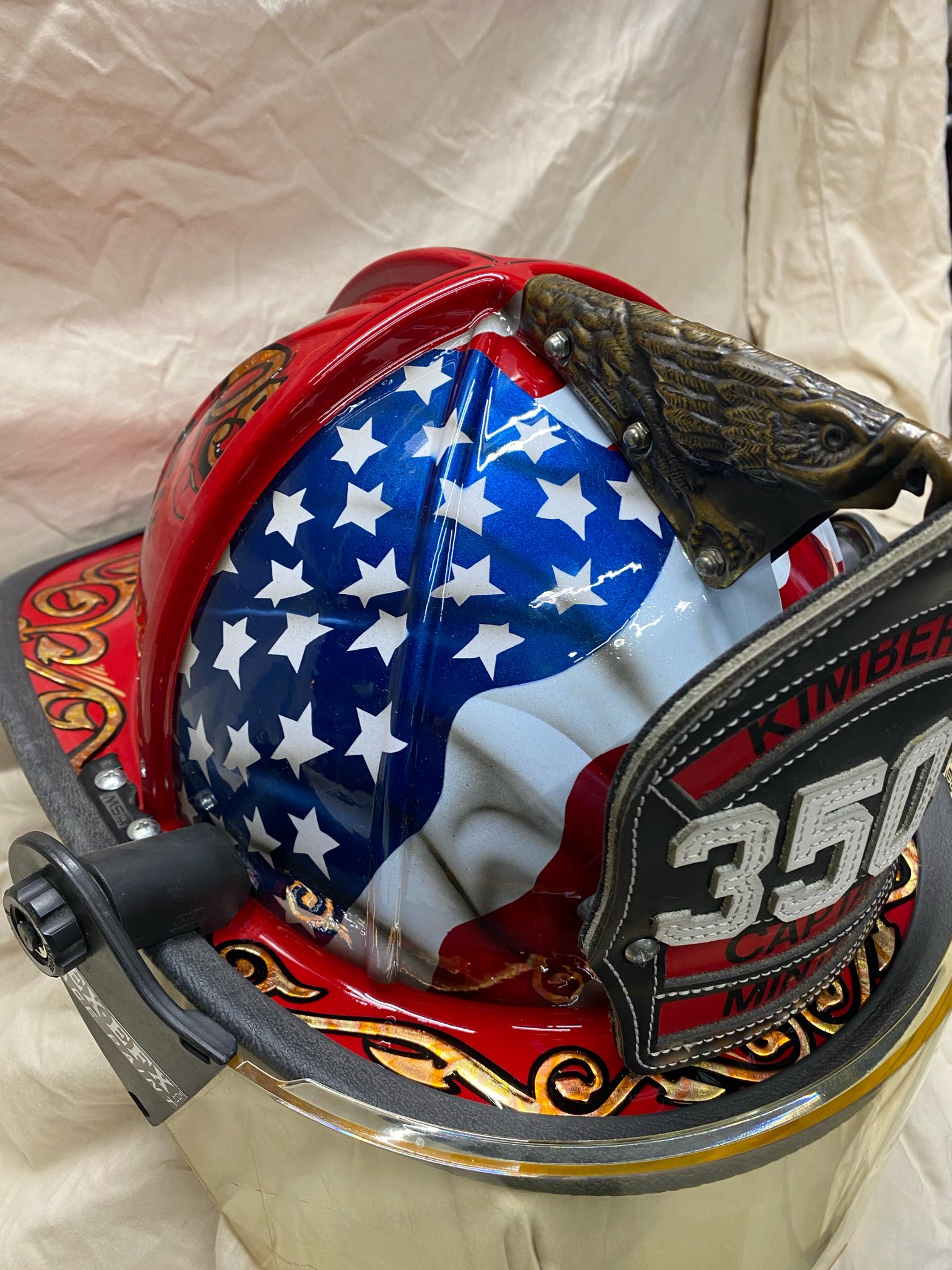 firefighter motorcycle airbrush helmet Burning Skull Hellfire Airbrushed Red Flames  Custom Helmet Proud to have created this