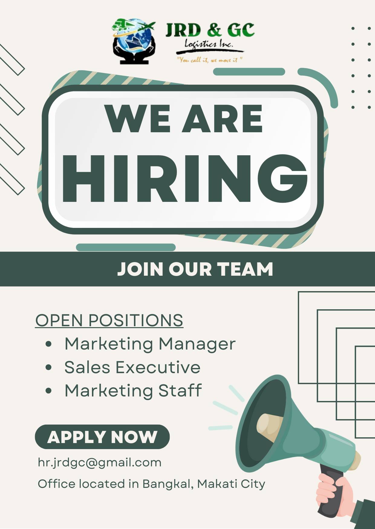 Good day, Job seeker! Be part... - JRD & GC LOGISTICS INC. | Facebook