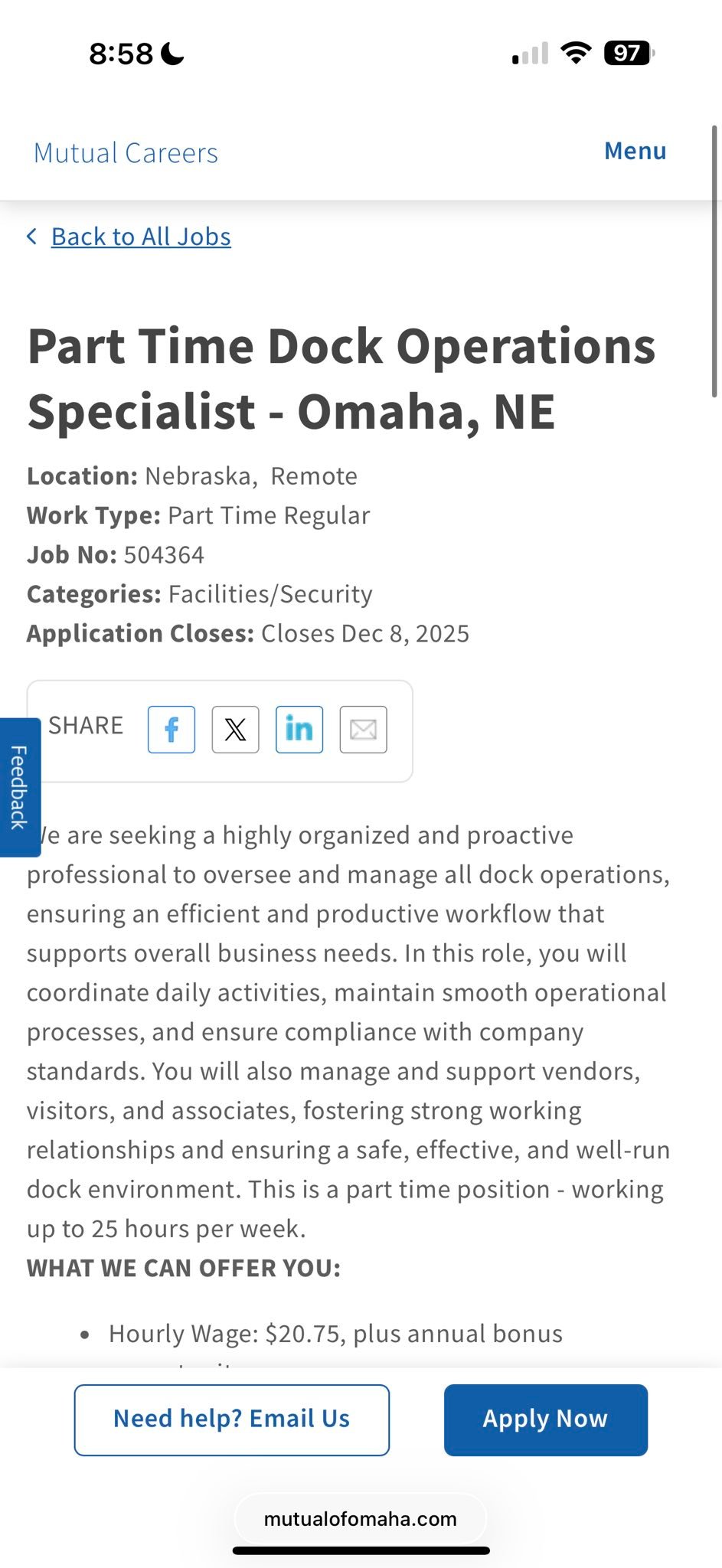 WFH LEGIT JOBS 👩🏾‍💻💞 | Mutual of Omaha - Part Time Dock Operations ...