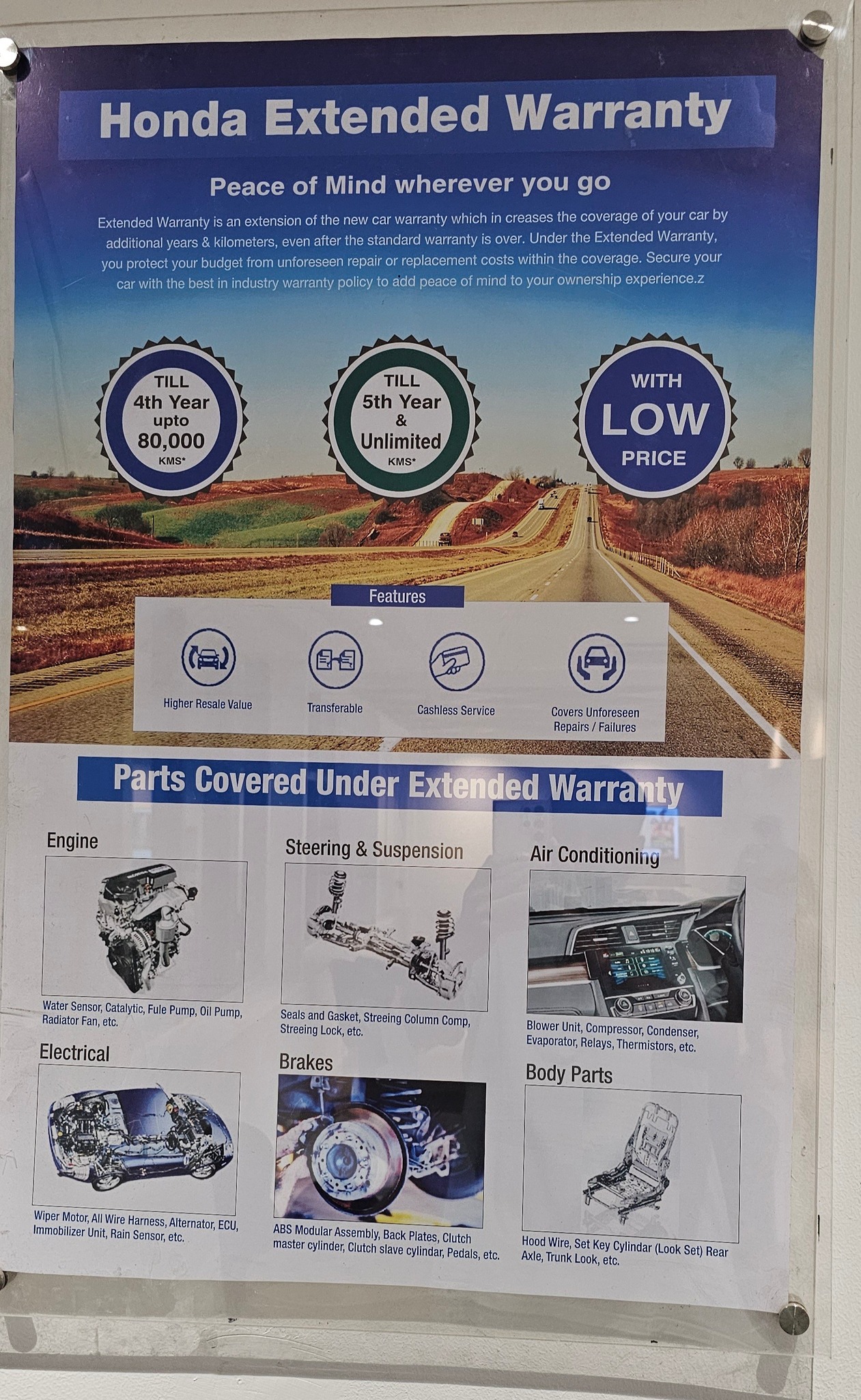 Honda extended warranty and RSA information