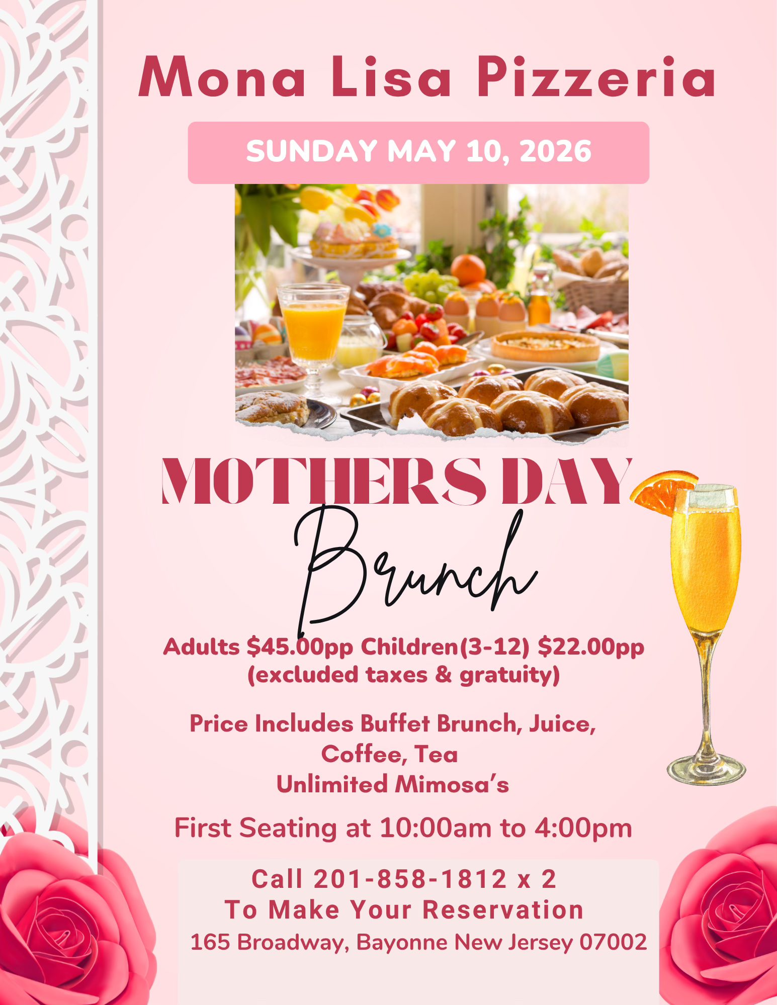 Mother's Day Brunch in Bayonne, NJ on May 10