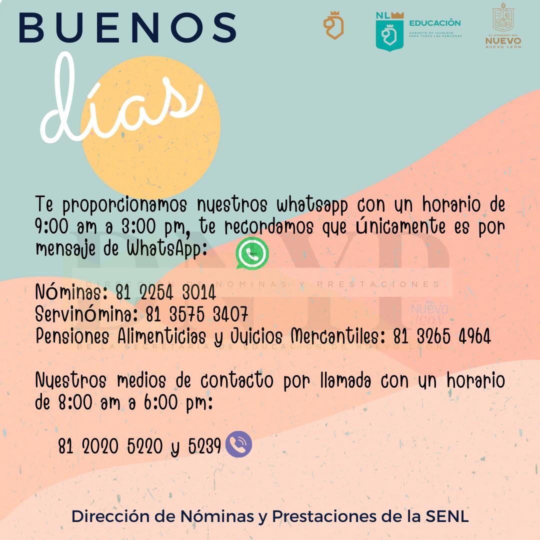 DNYP de la SENL - Buenos días ☀️ El equipo de Nóminas...