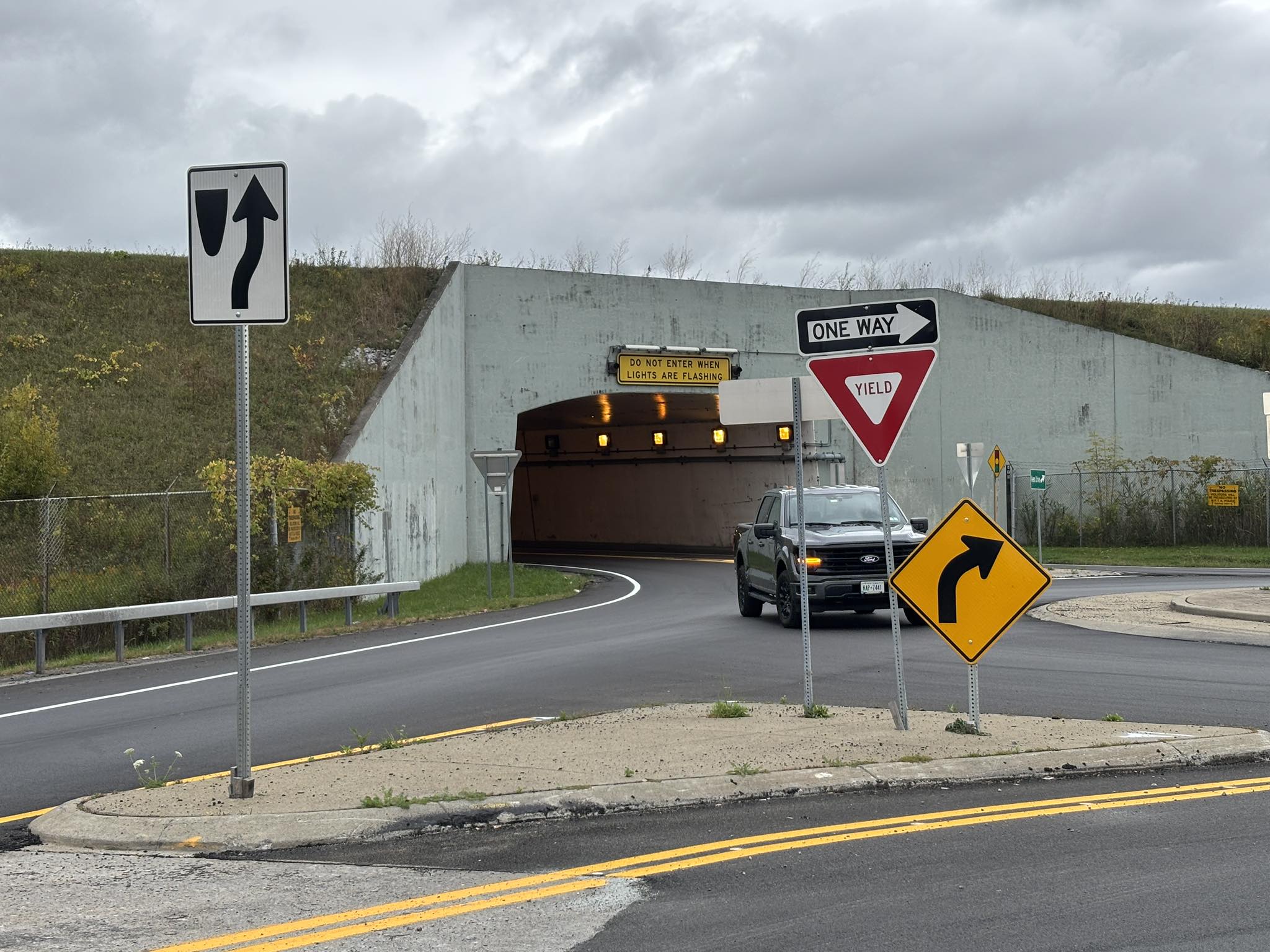 Non-compliant traffic signs on I-75 in Cheboygan County