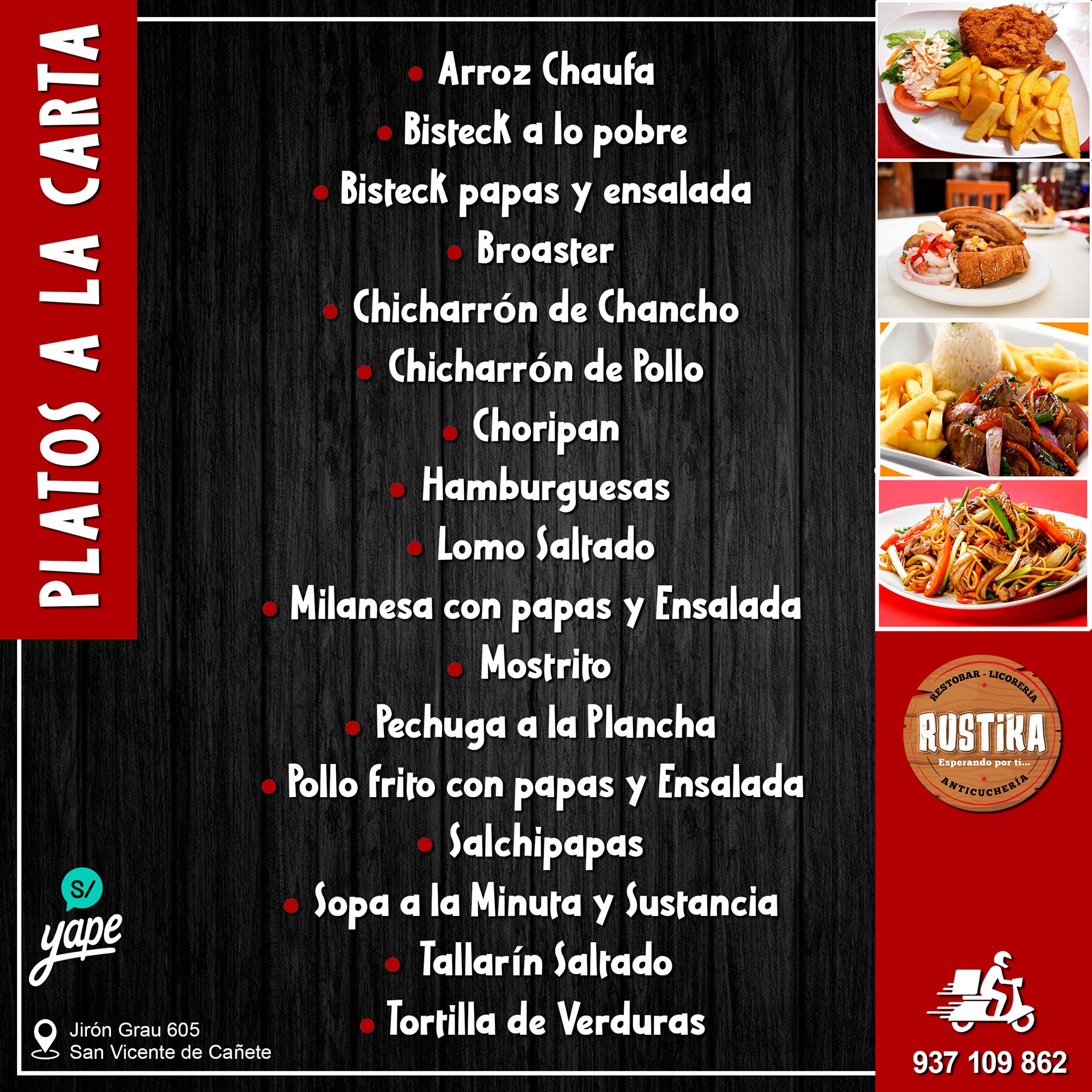 TE OFRECEMOS LOS MEJORES PLATOS A LA... - Rustika - RestoBar