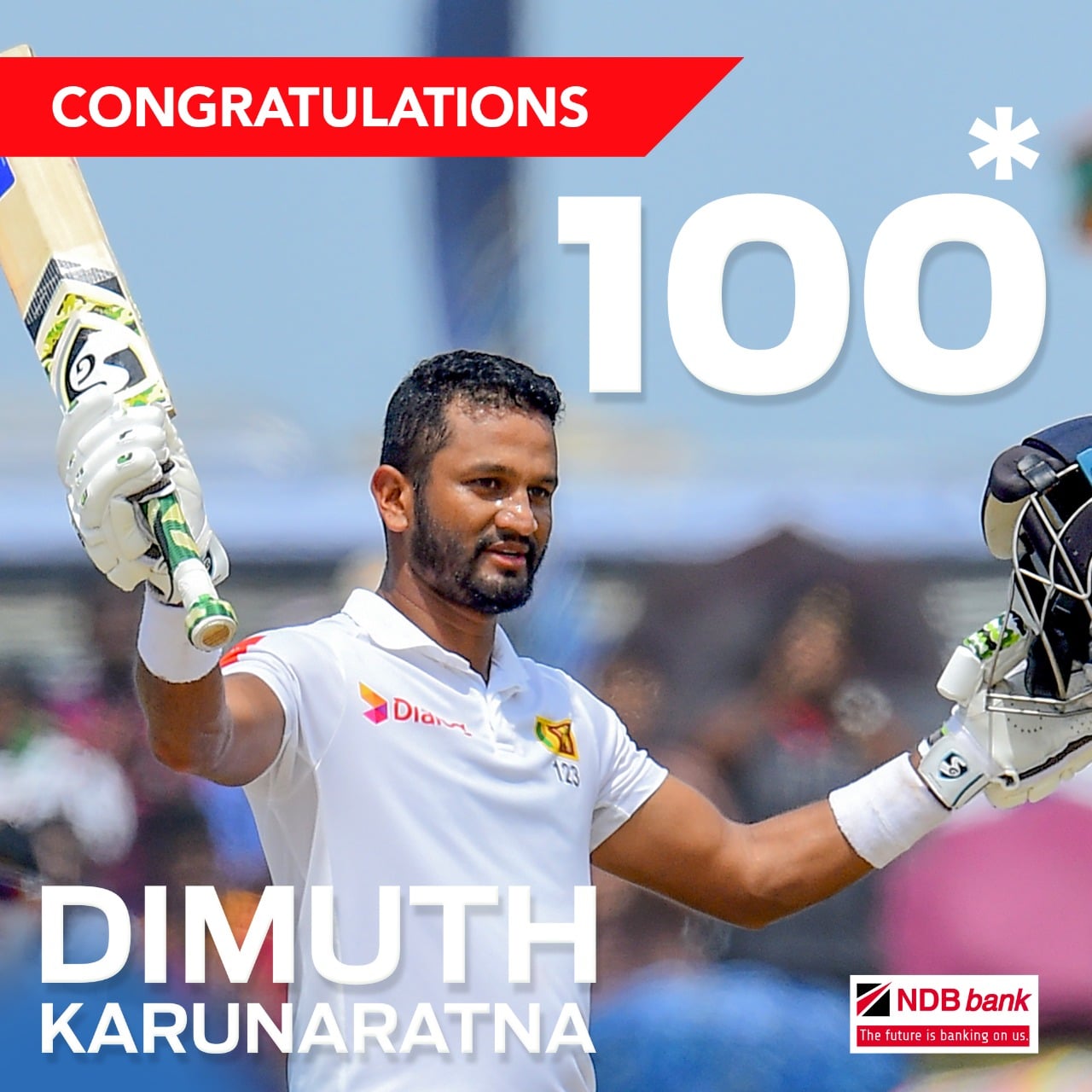 NDB Bank - Our brand ambassador, Dimuth Karunaratne...