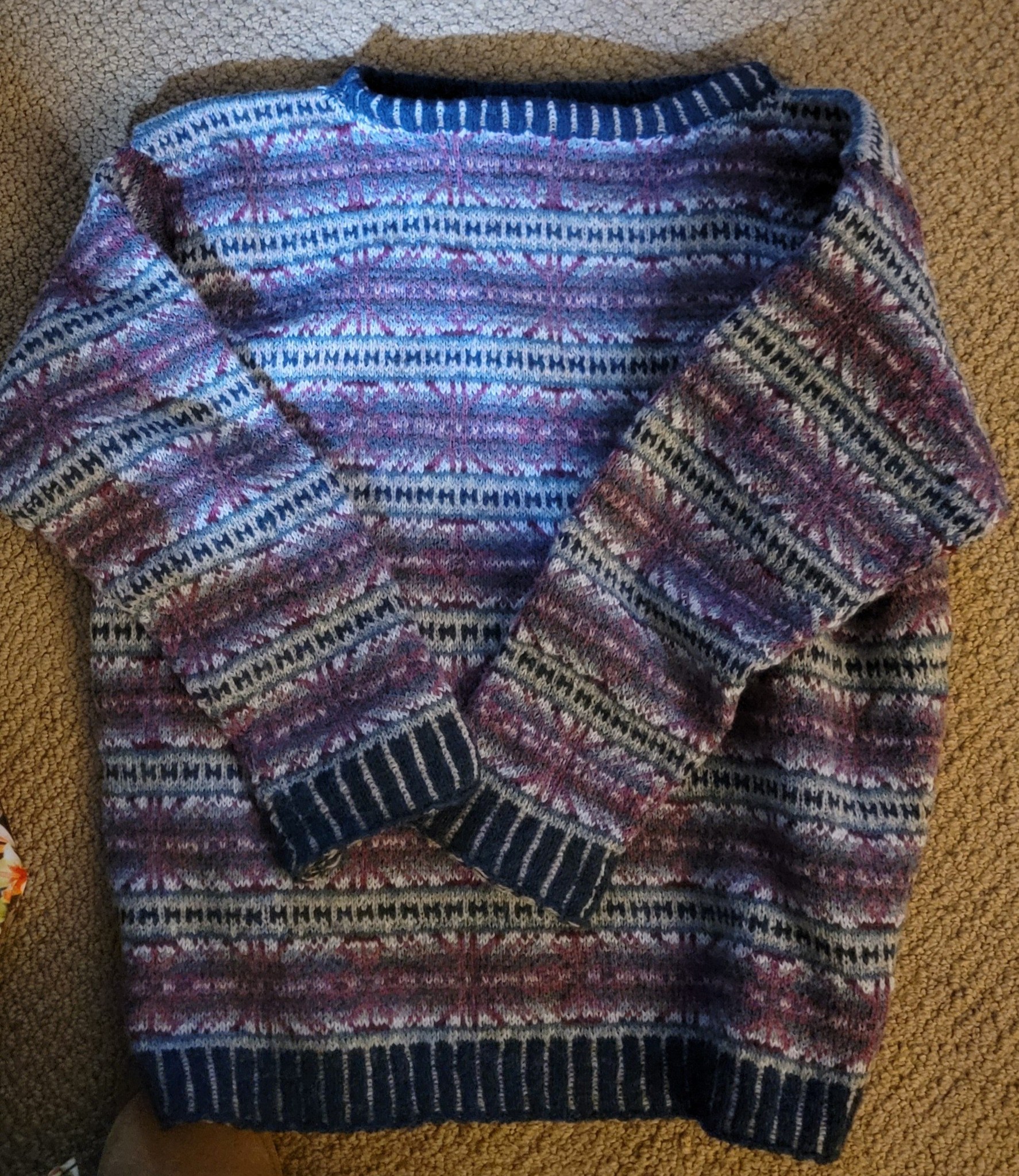 Effie fair isle pullover with traditional Shetland oxo pattern