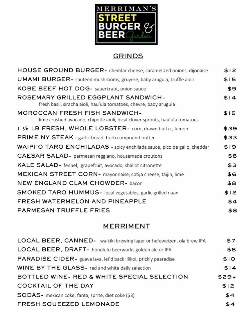 Here is the newest version of our... - Merrimans Honolulu