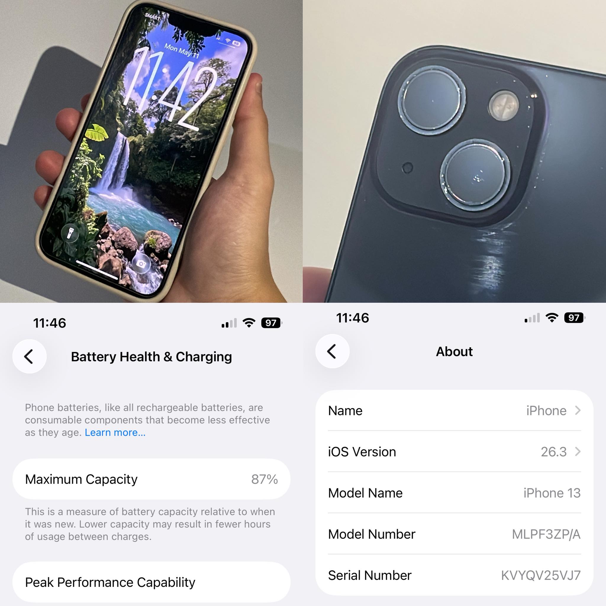 iPhone 13 128gb for sale with 87% battery health